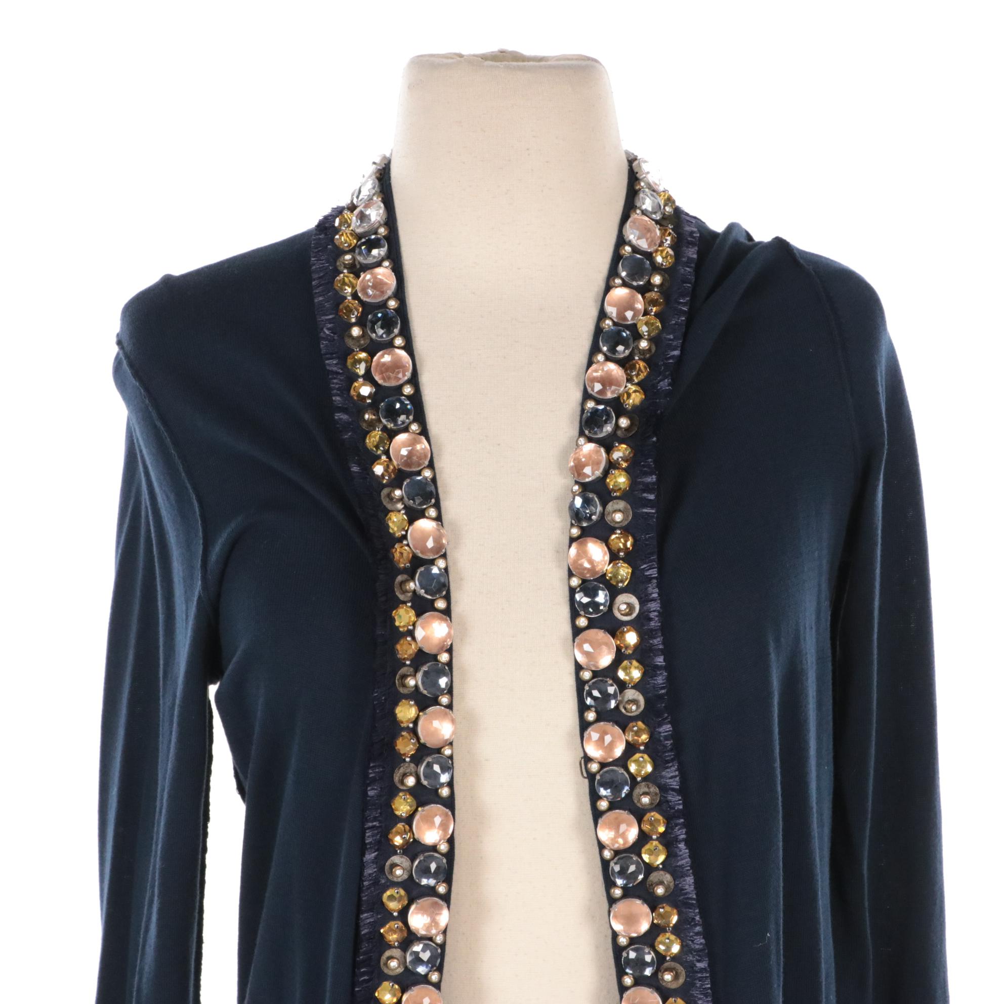 Alice + Olivia Embellished Cotton T-Shirt and Tory Burch Cotton Isabel Cardigan
