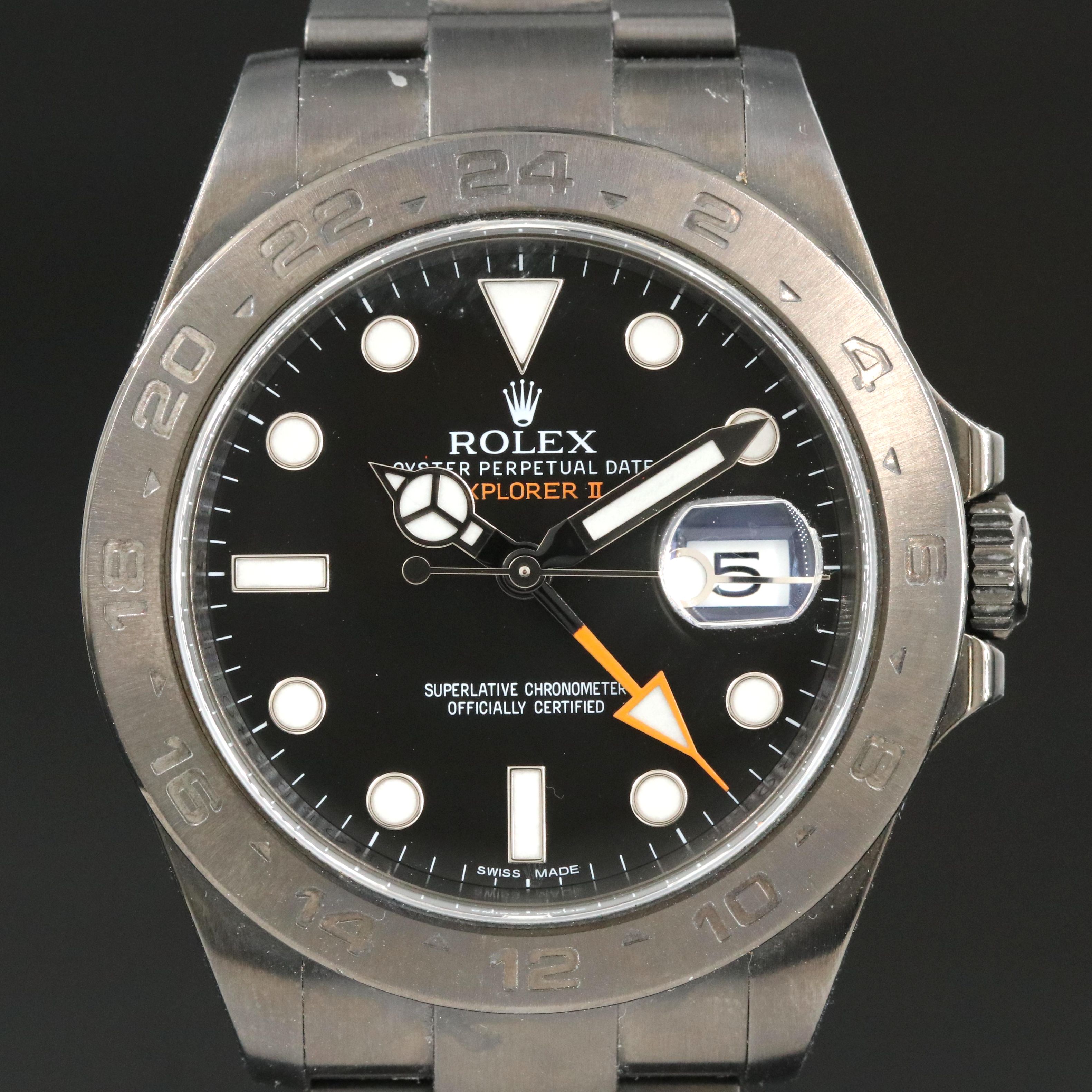 Rolex Explorer II Black Custom PVD/DLC Coated Stainless Steel Date Watch