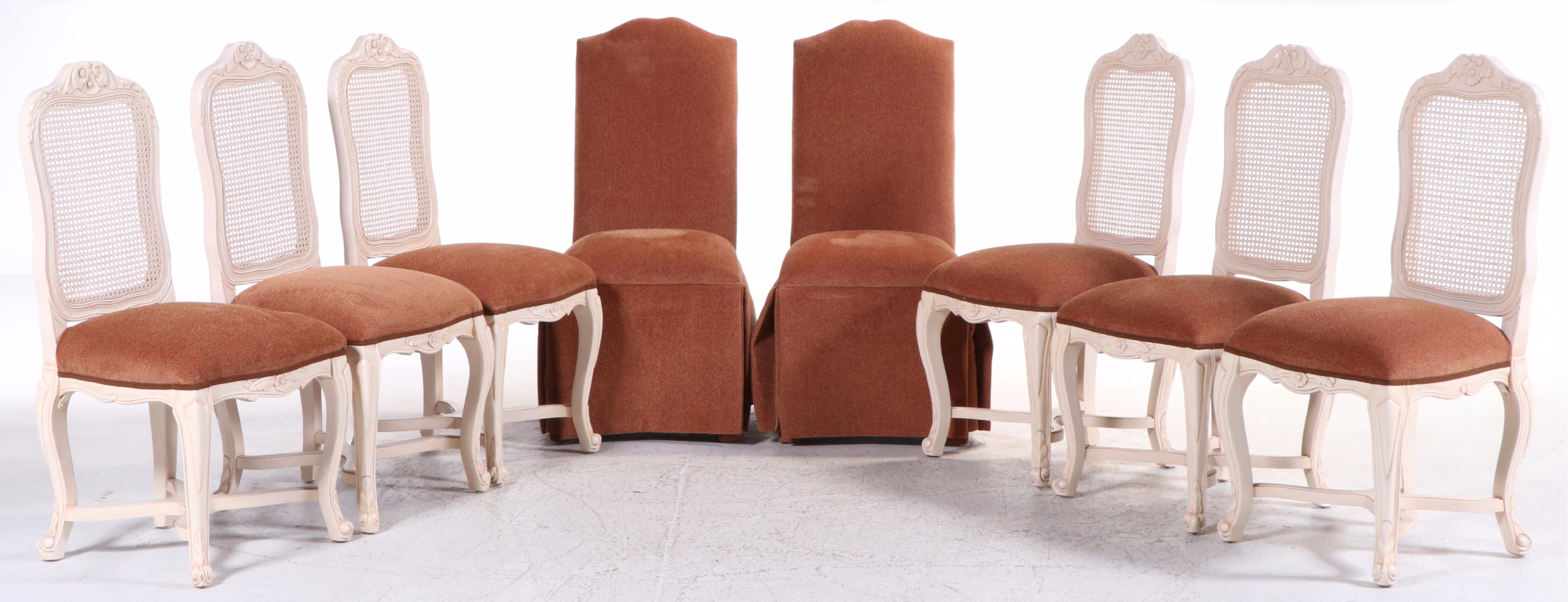 Andre Originals French Provincial Style Wood Dining Table and Eight Chairs