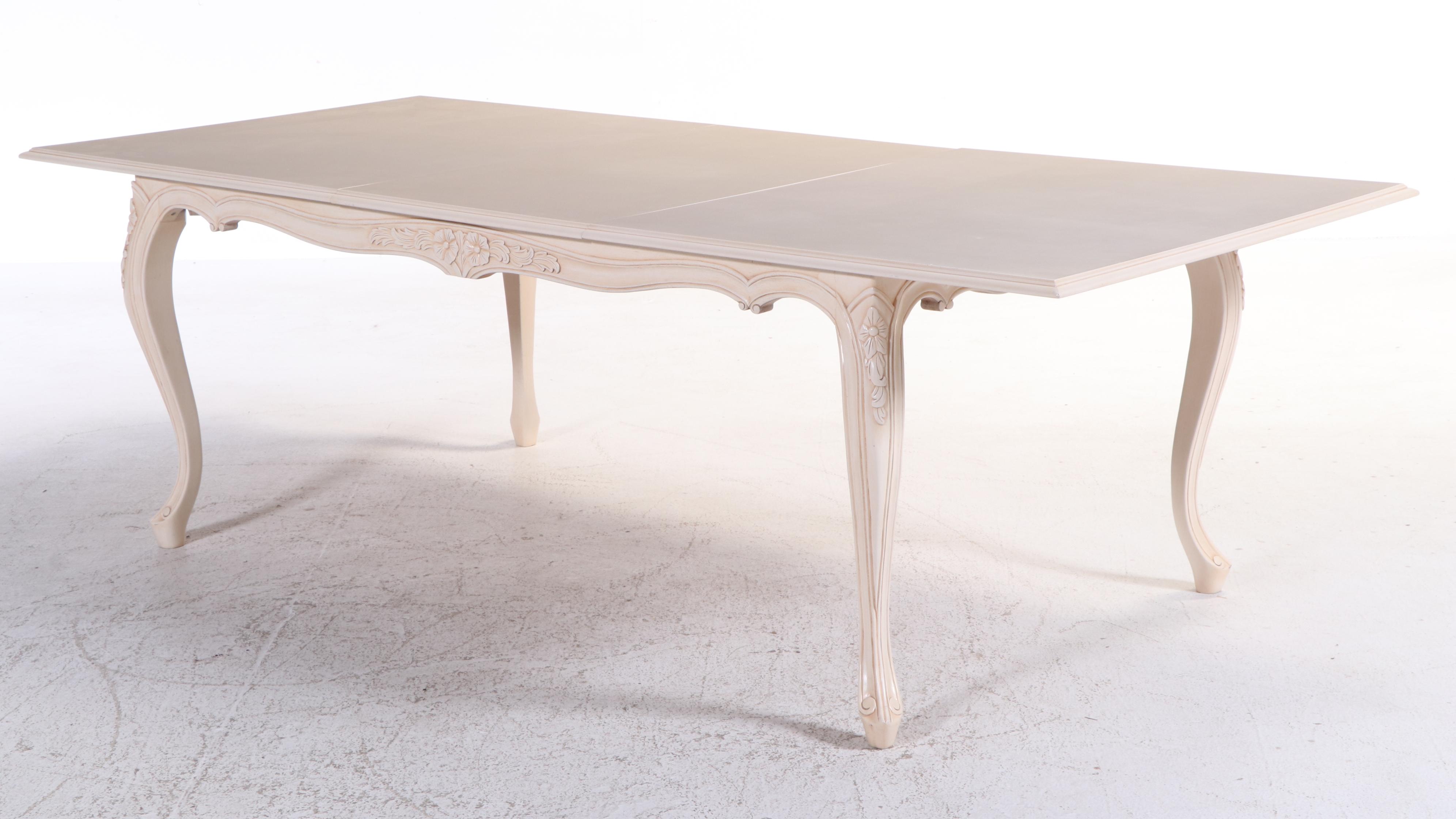 Andre Originals French Provincial Style Wood Dining Table and Eight Chairs