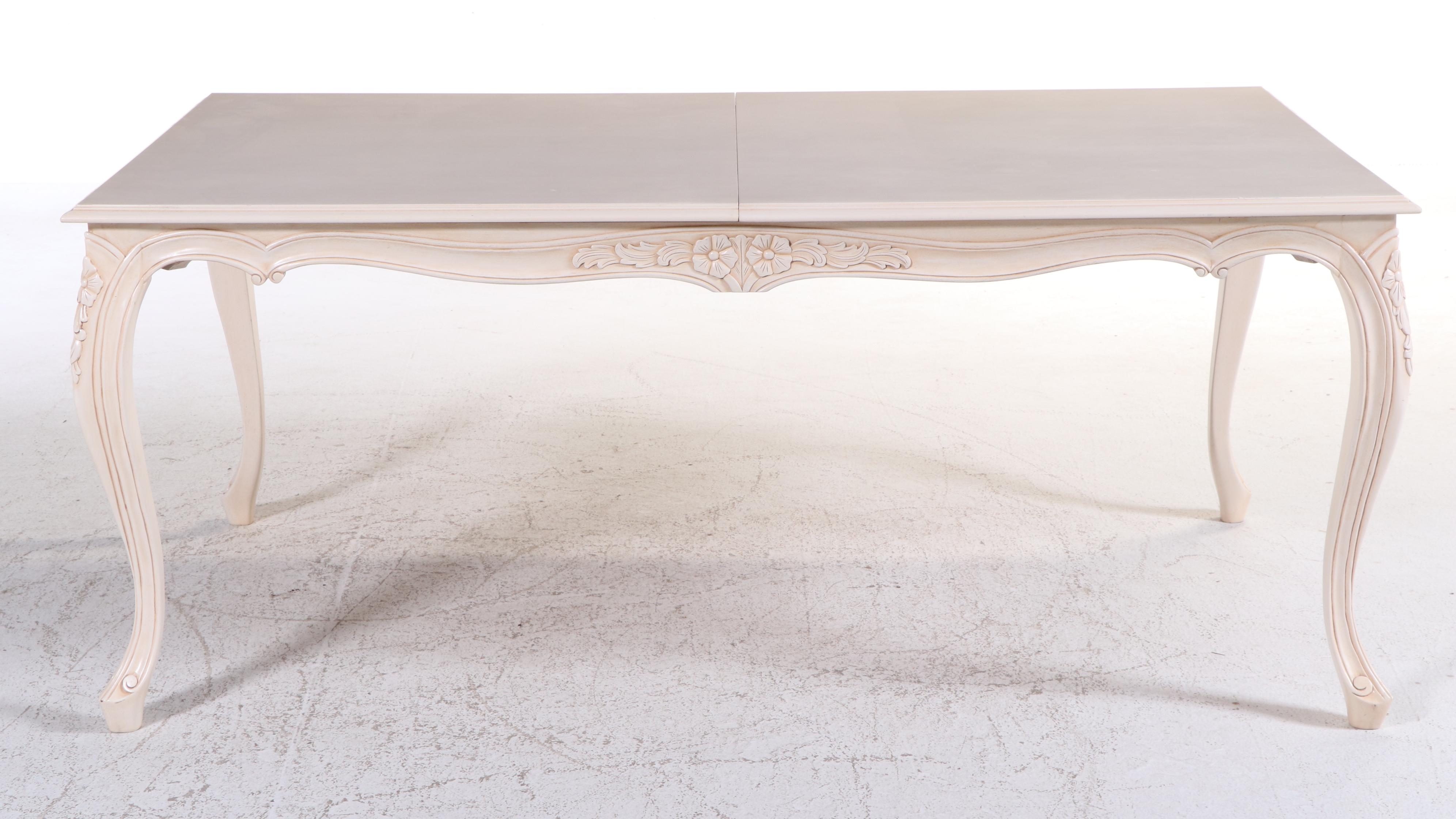 Andre Originals French Provincial Style Wood Dining Table and Eight Chairs