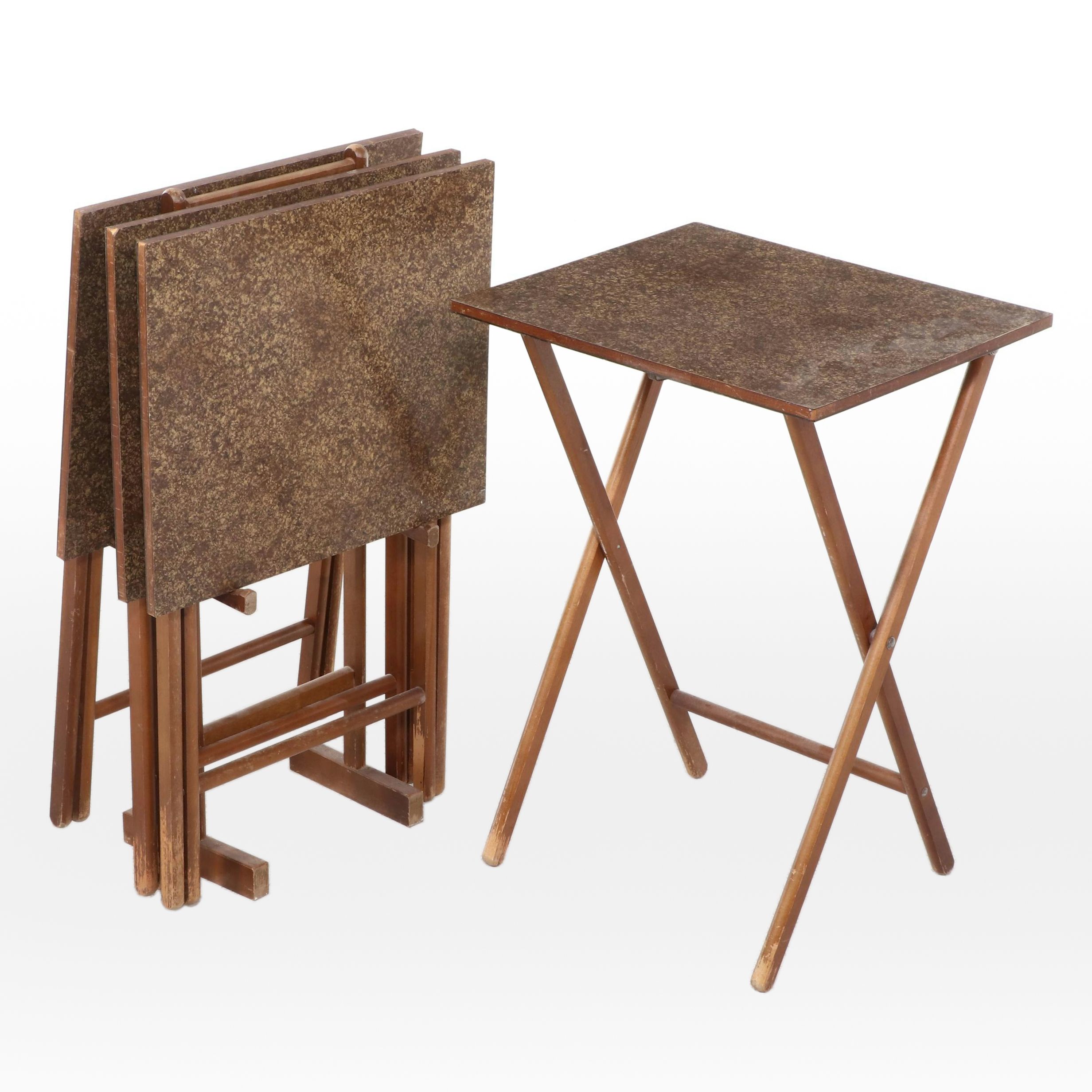 Scheibe Mid Century Modern Style Tray Tables with Stand