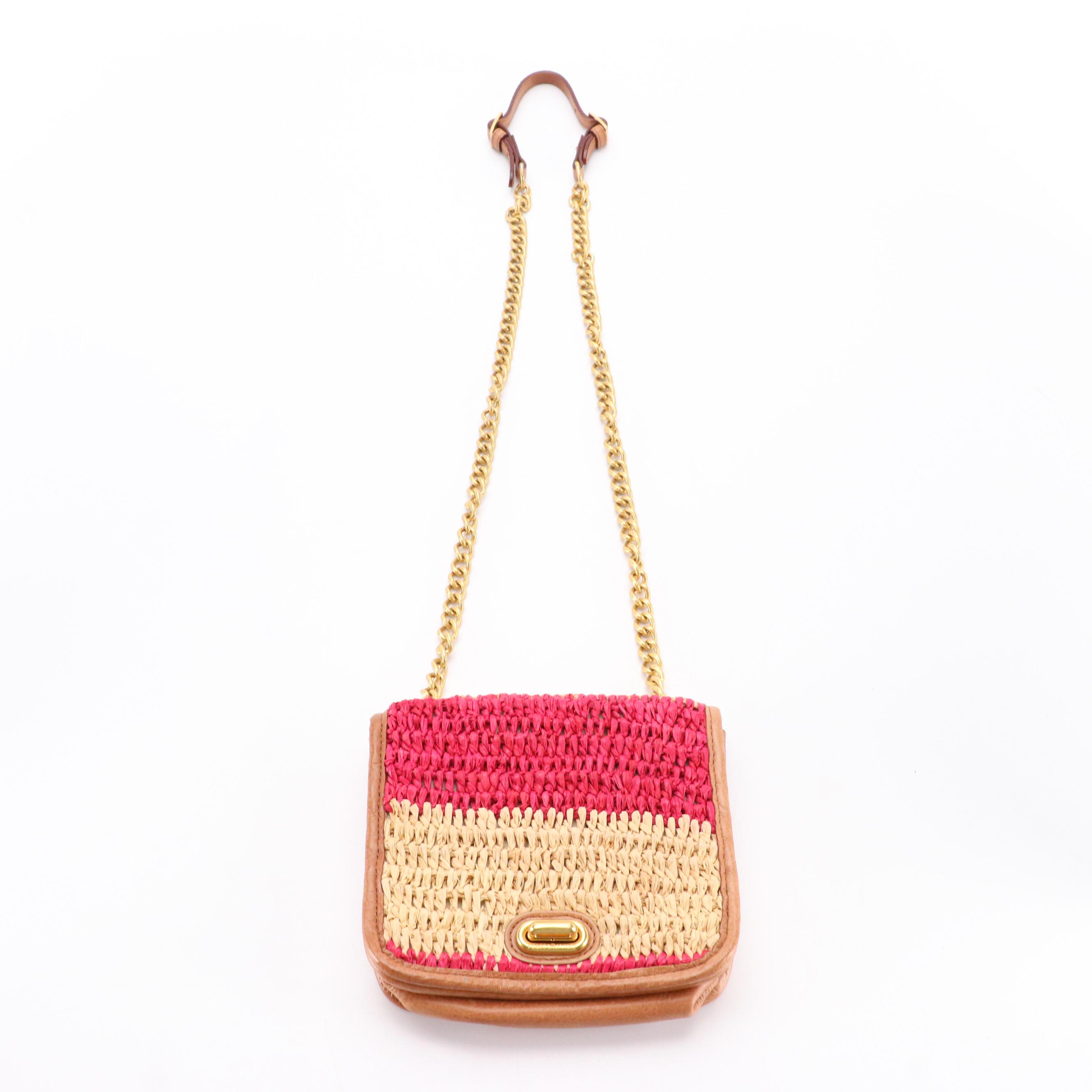 Rebecca Minkoff Black Suede and Leather Two-Way Satchel & Woven Raffia Crossbody