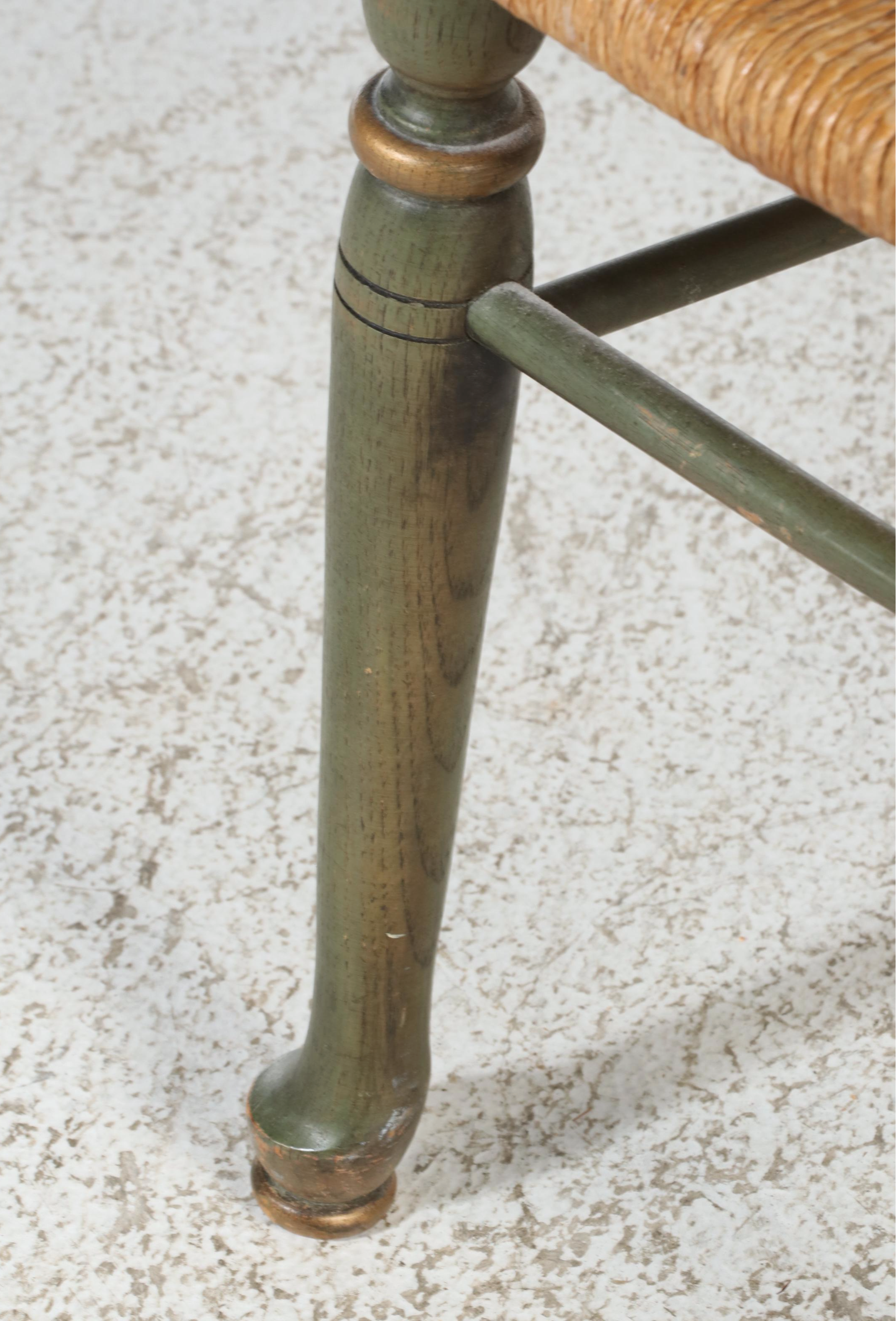 French Country Style Painted Ladder Back Chair with Rush Seat