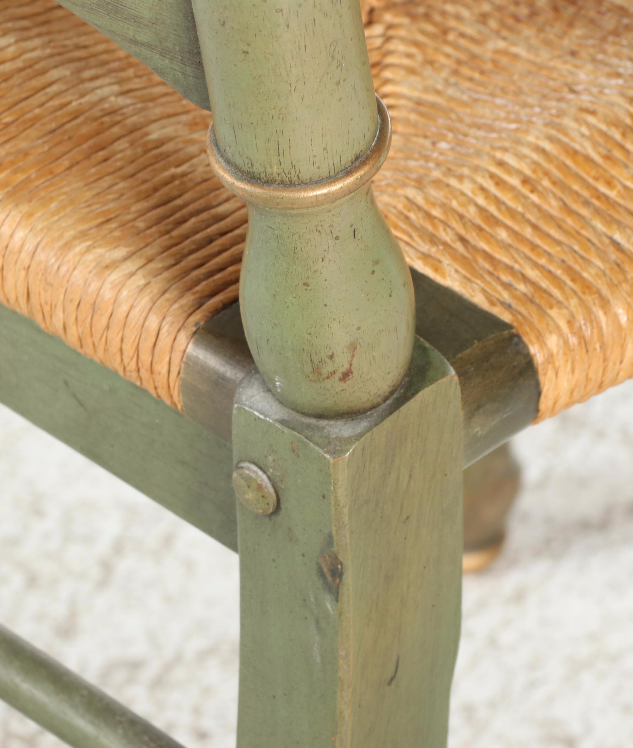 French Country Style Painted Ladder Back Chair with Rush Seat