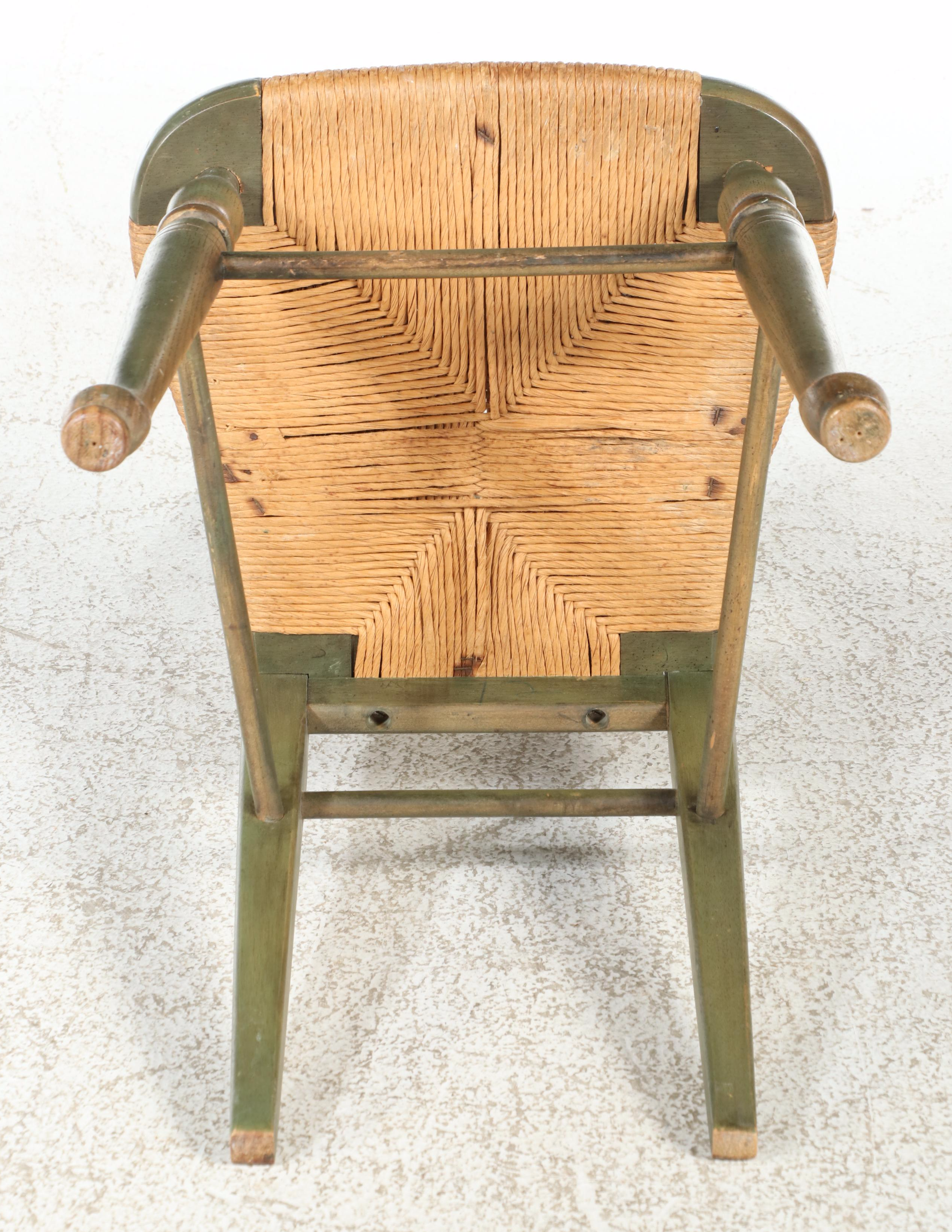 French Country Style Painted Ladder Back Chair with Rush Seat
