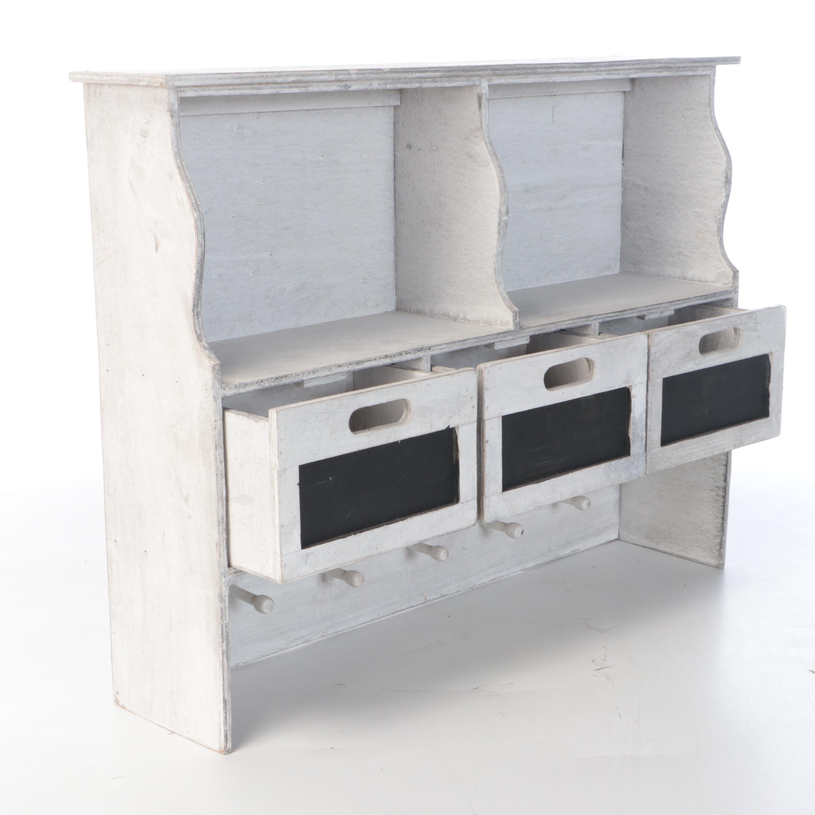 Rustic Wooden Wall Hanging Coat Rack with Storage Compartments