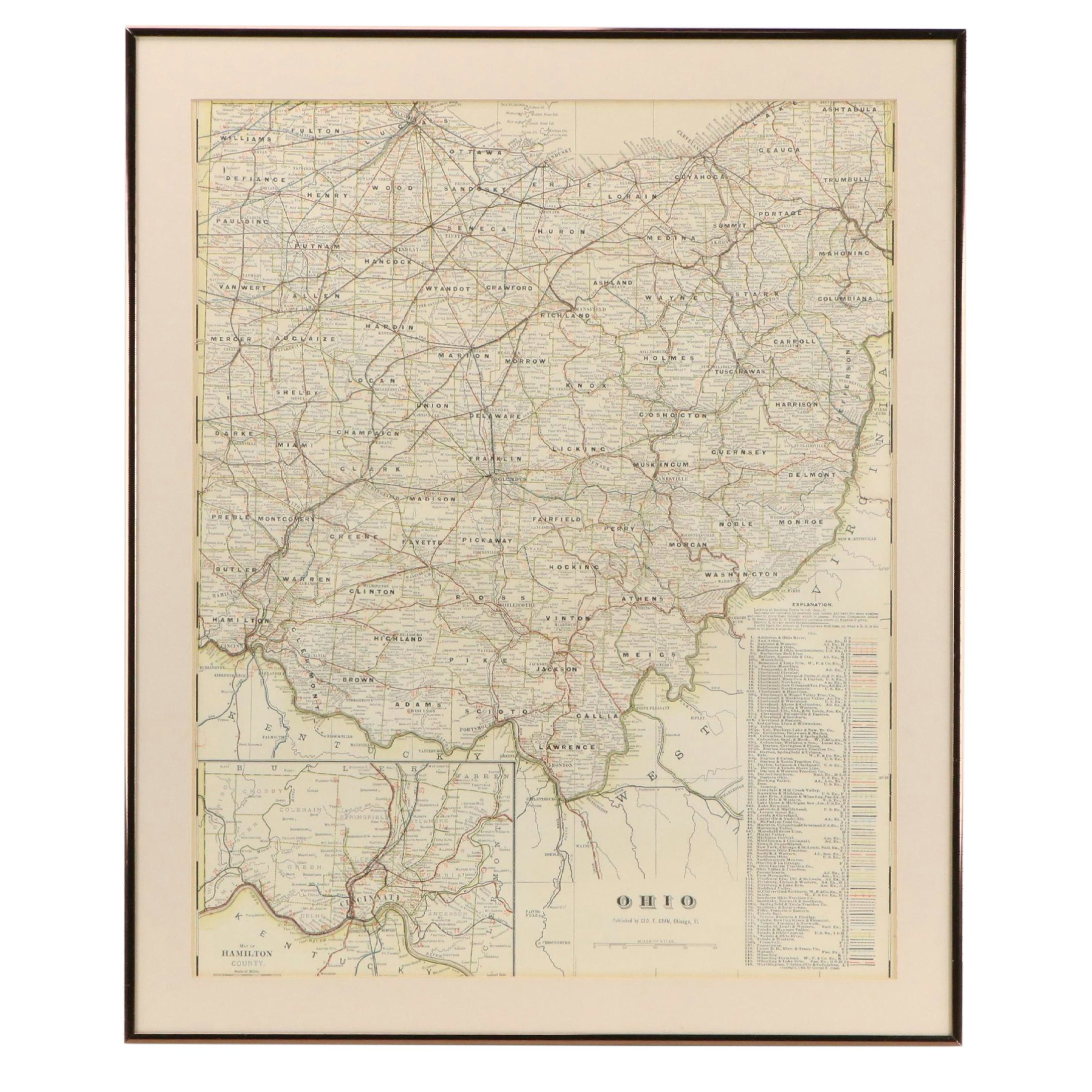 1902 Geo F. Cram Map of Ohio