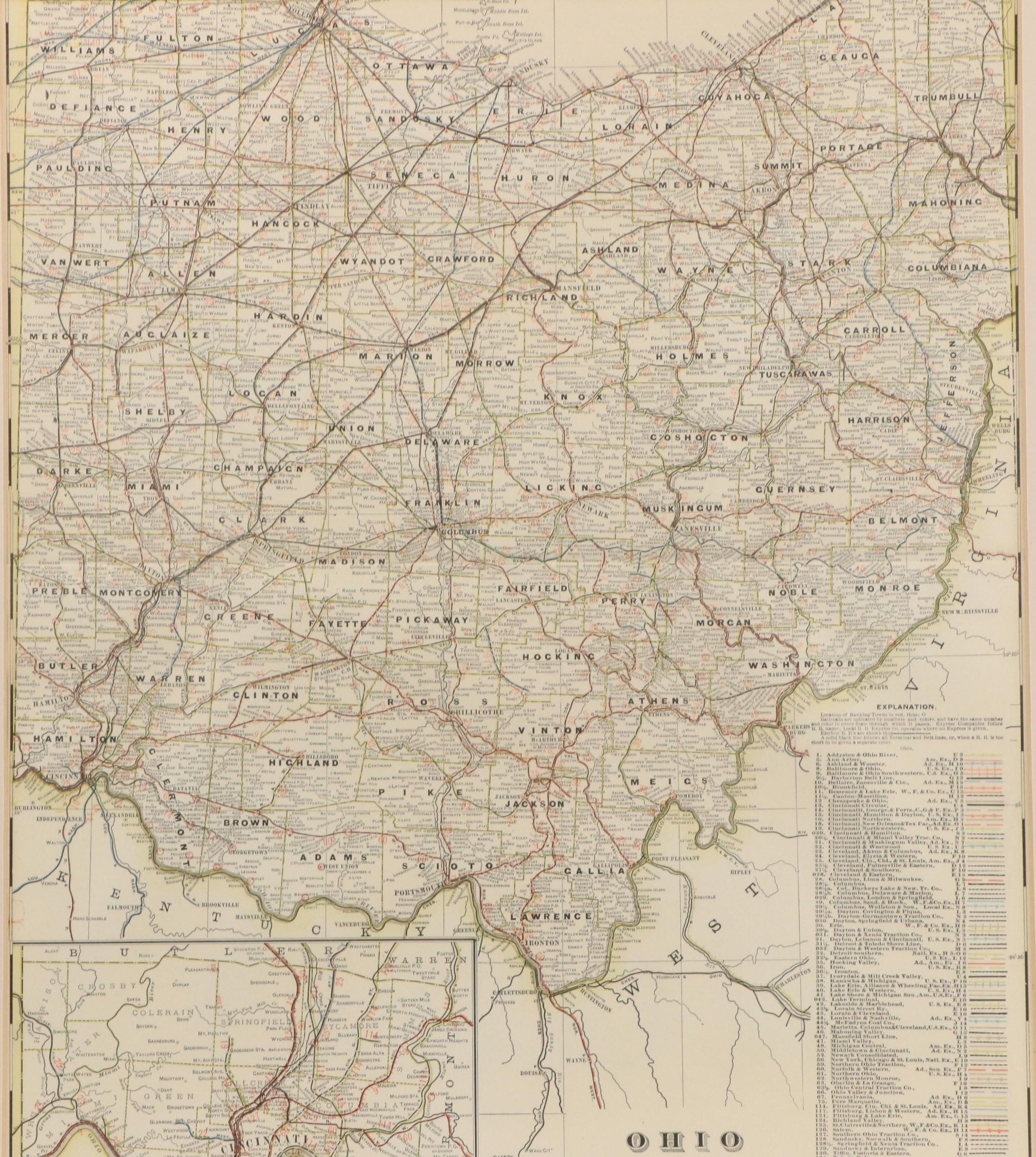 1902 Geo F. Cram Map of Ohio