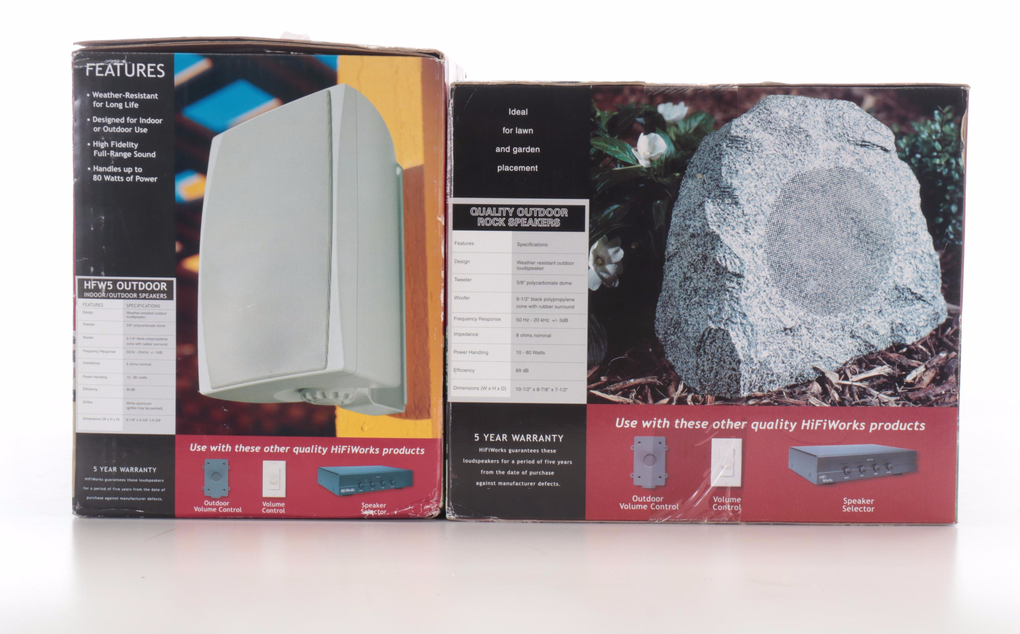 HiFi Works Indoor/Outdoor Speaker Set and Rock Speakers