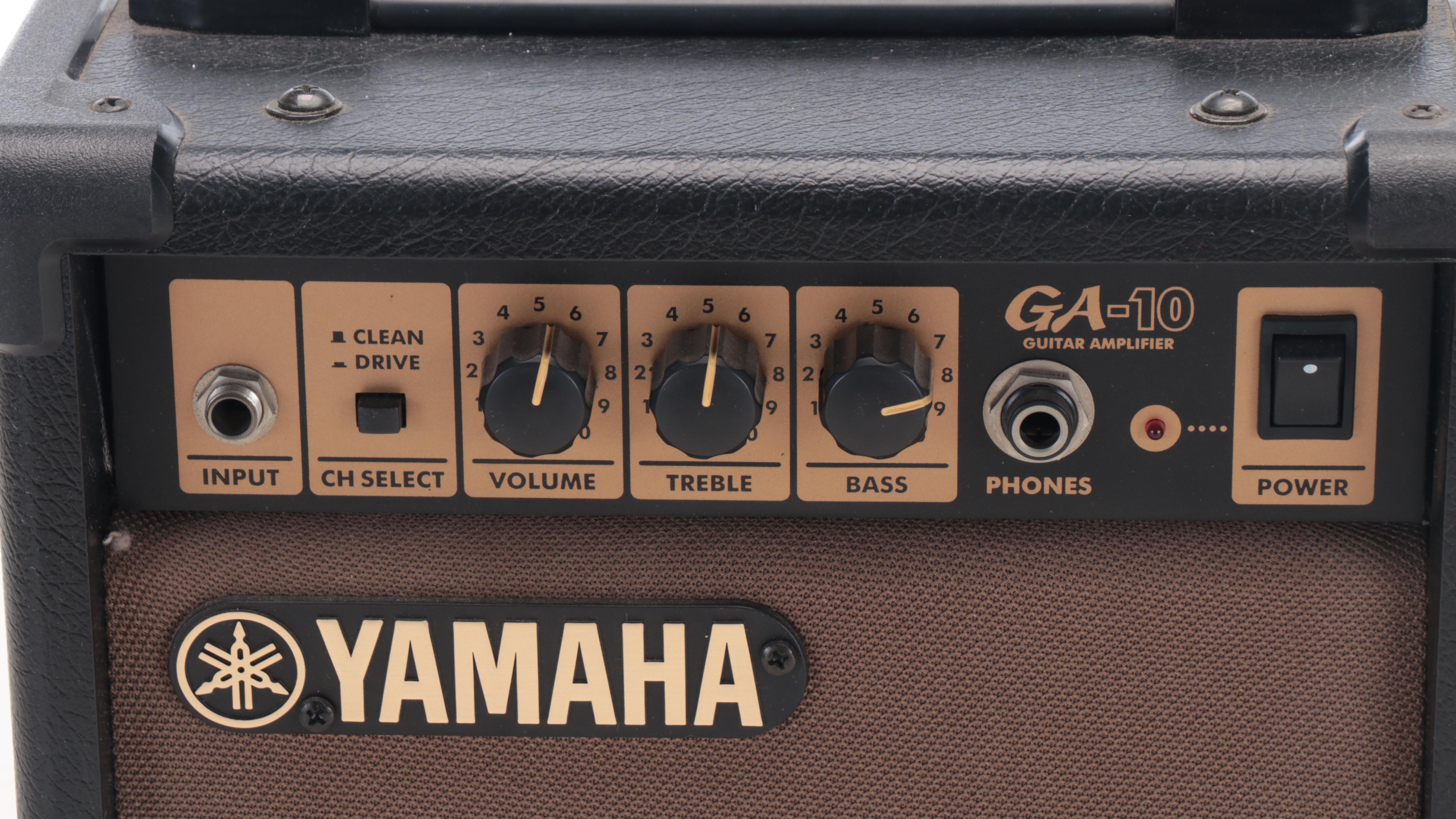 Yamaha Six-String Black Ename Electric Guitar, GA-10 Amplifier, Nylon Gigbag