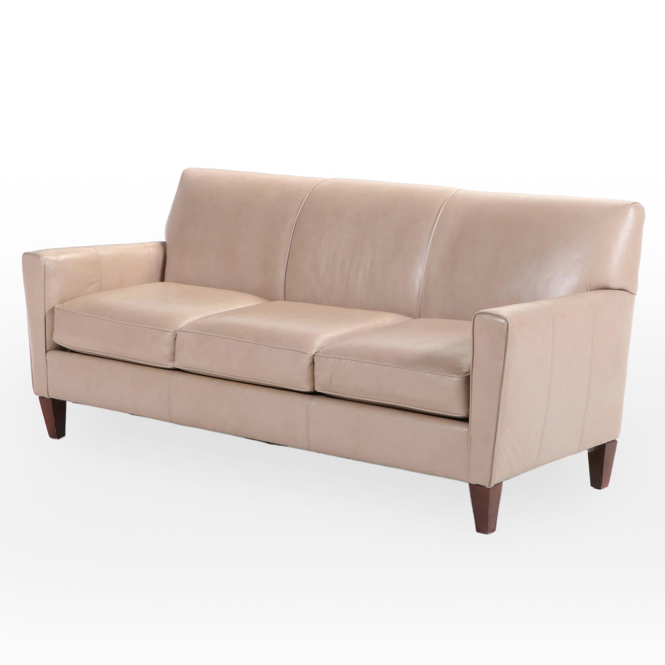 Mid Century Modern Style Faux Leather Sofa