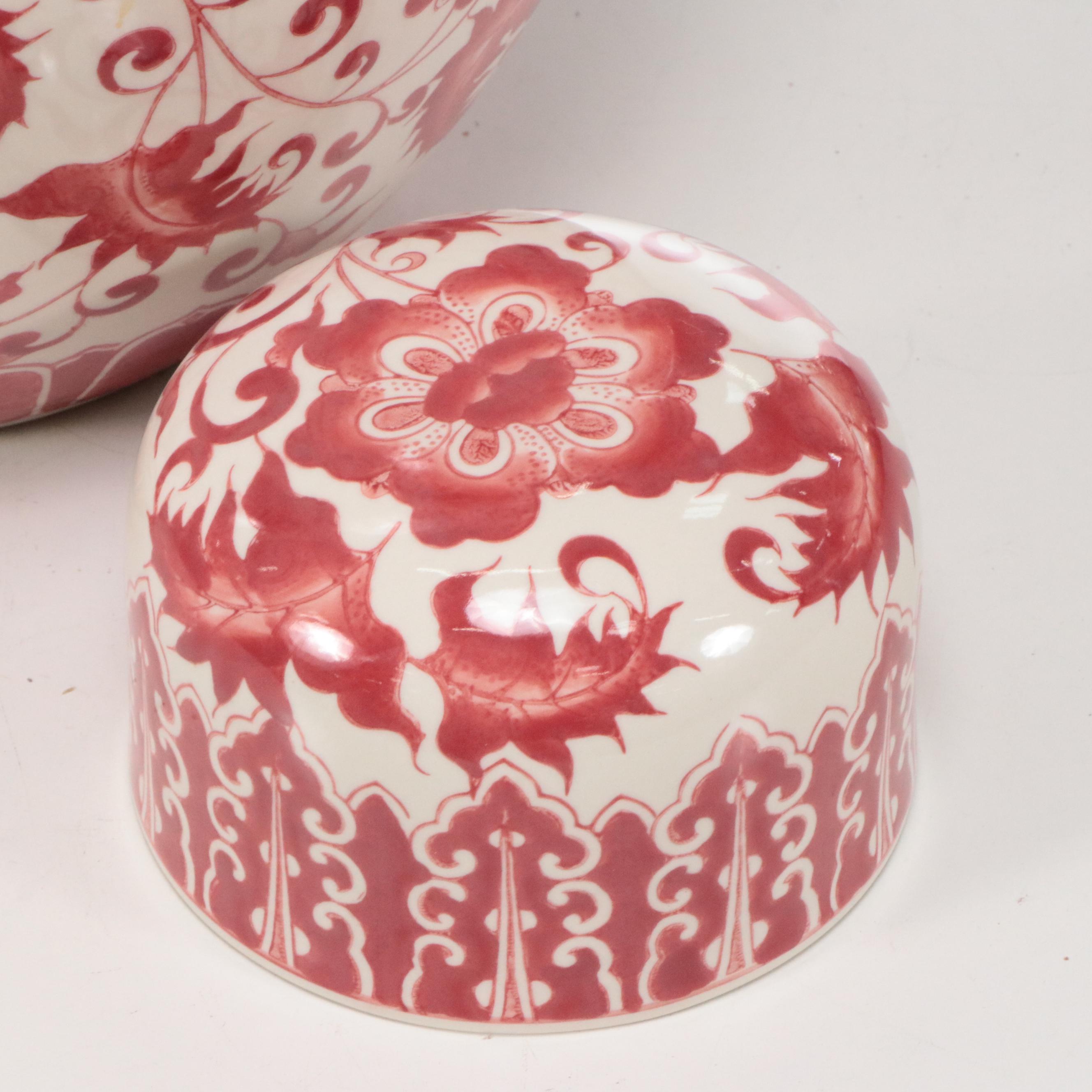 Williams-Sonoma Red on White Chinoiserie Ginger Jar