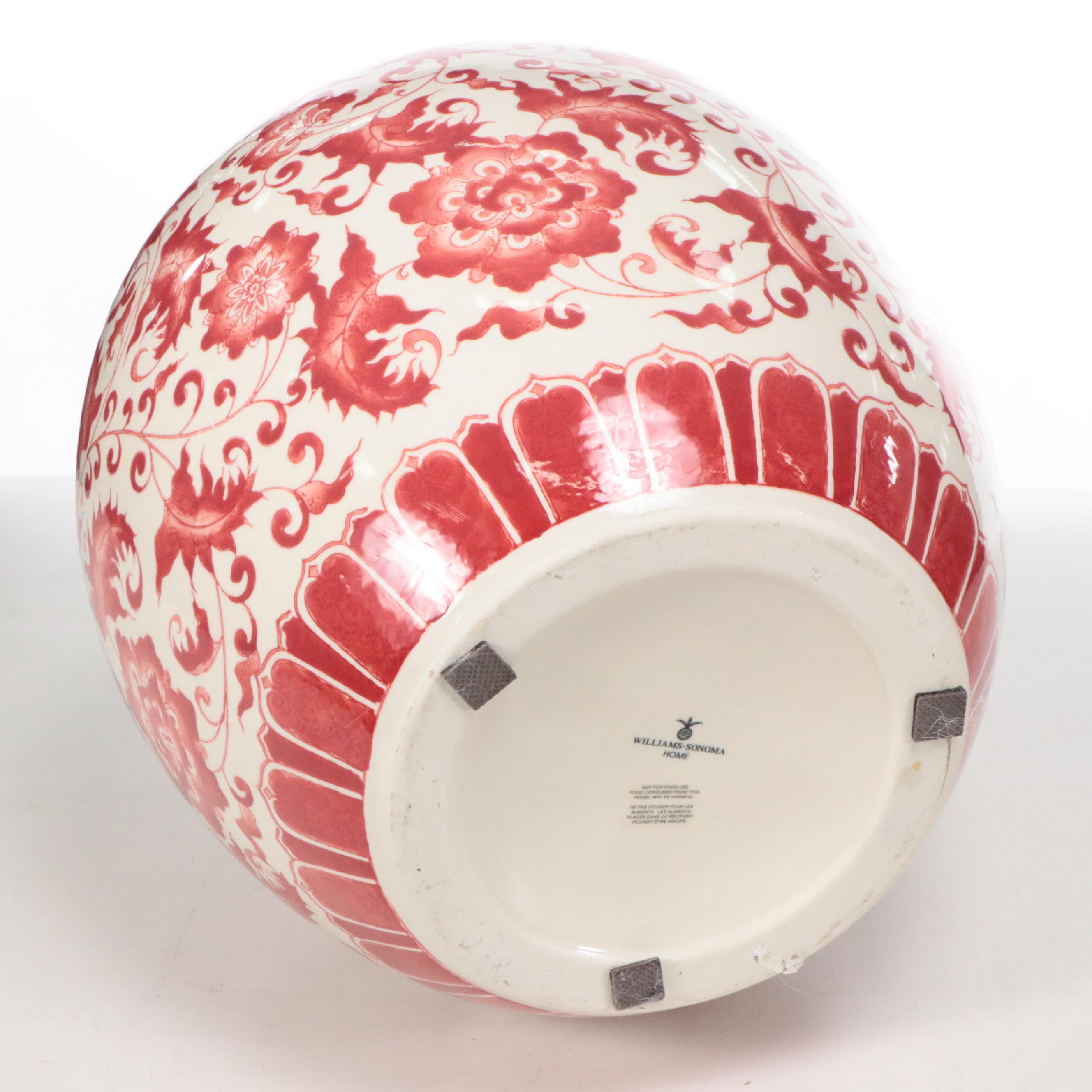 Williams-Sonoma Red on White Chinoiserie Ginger Jar