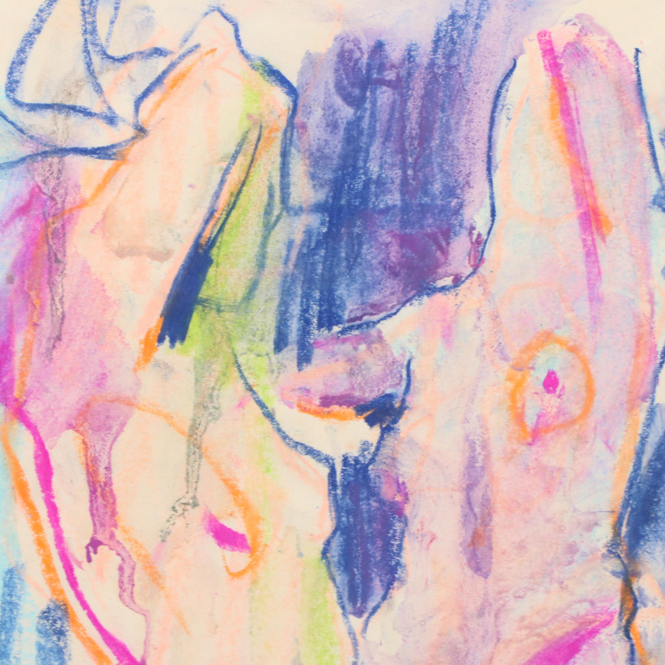 Jack Meanwell Figural Modern Oil Pastel Drawing, 1990