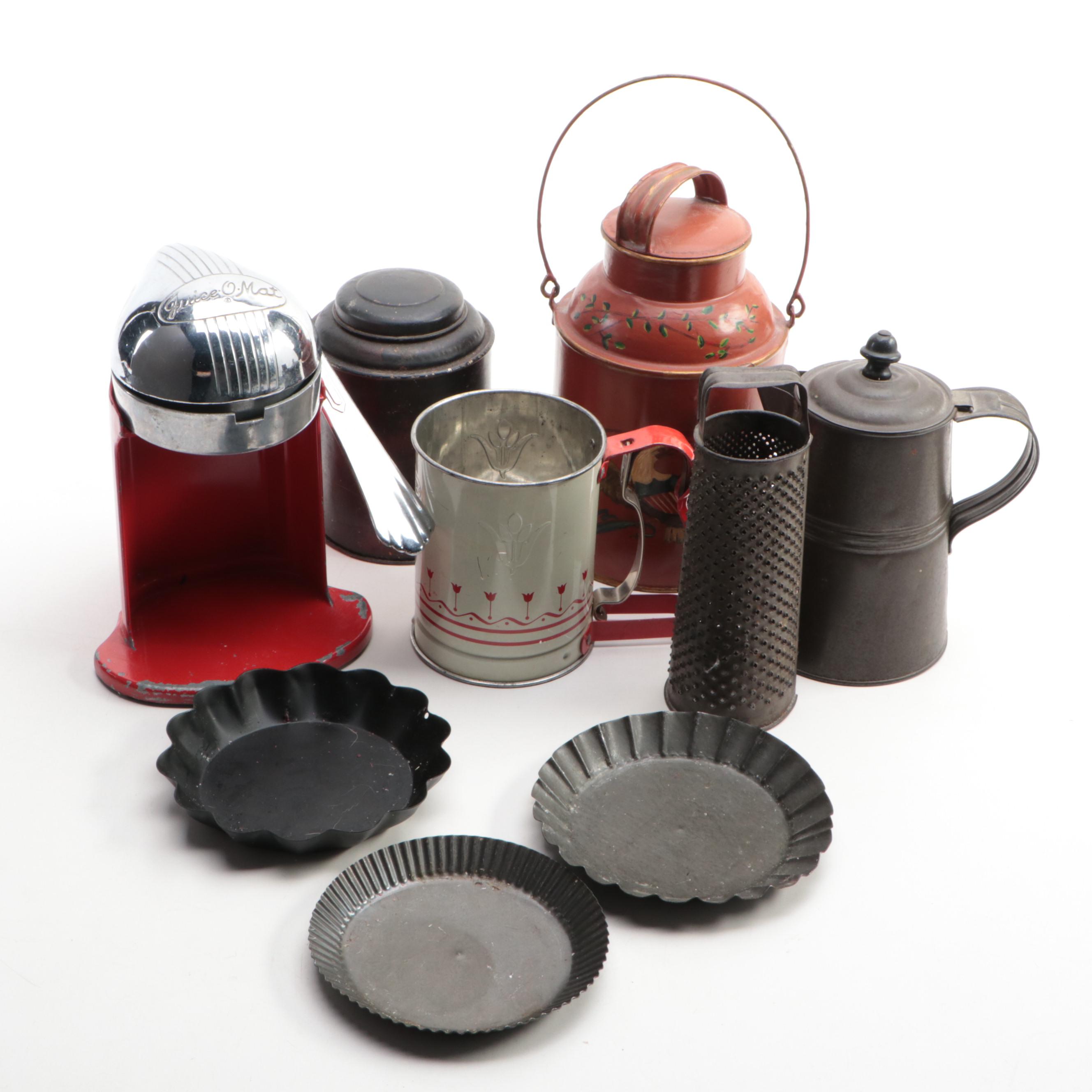 Juice-O-Mat Cast Metal Juicer with Hand-i-Sift Jr., Grater & Other Kitchen Tools