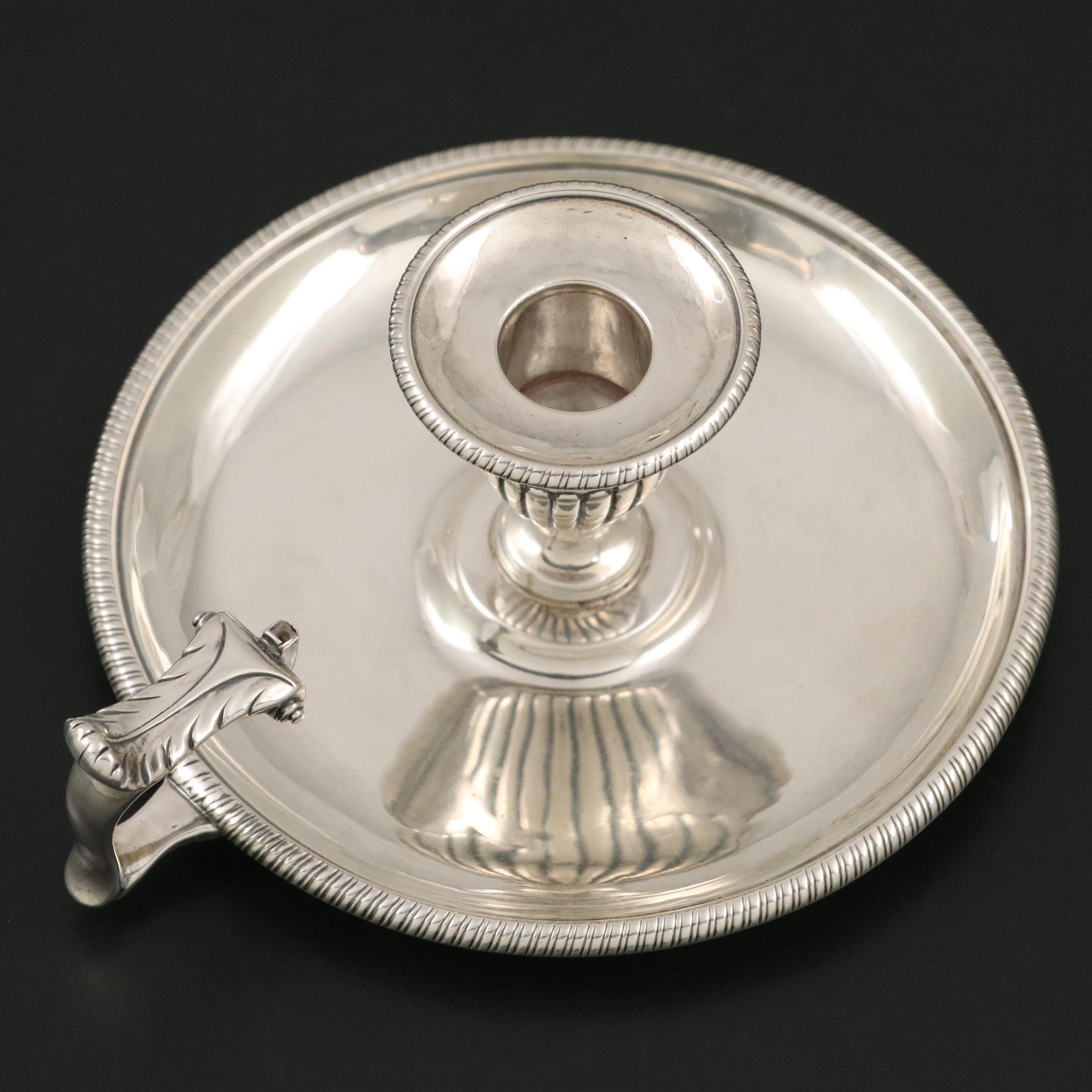 George III English William Stroud Sterling Chamber Candle Holder, 1805
