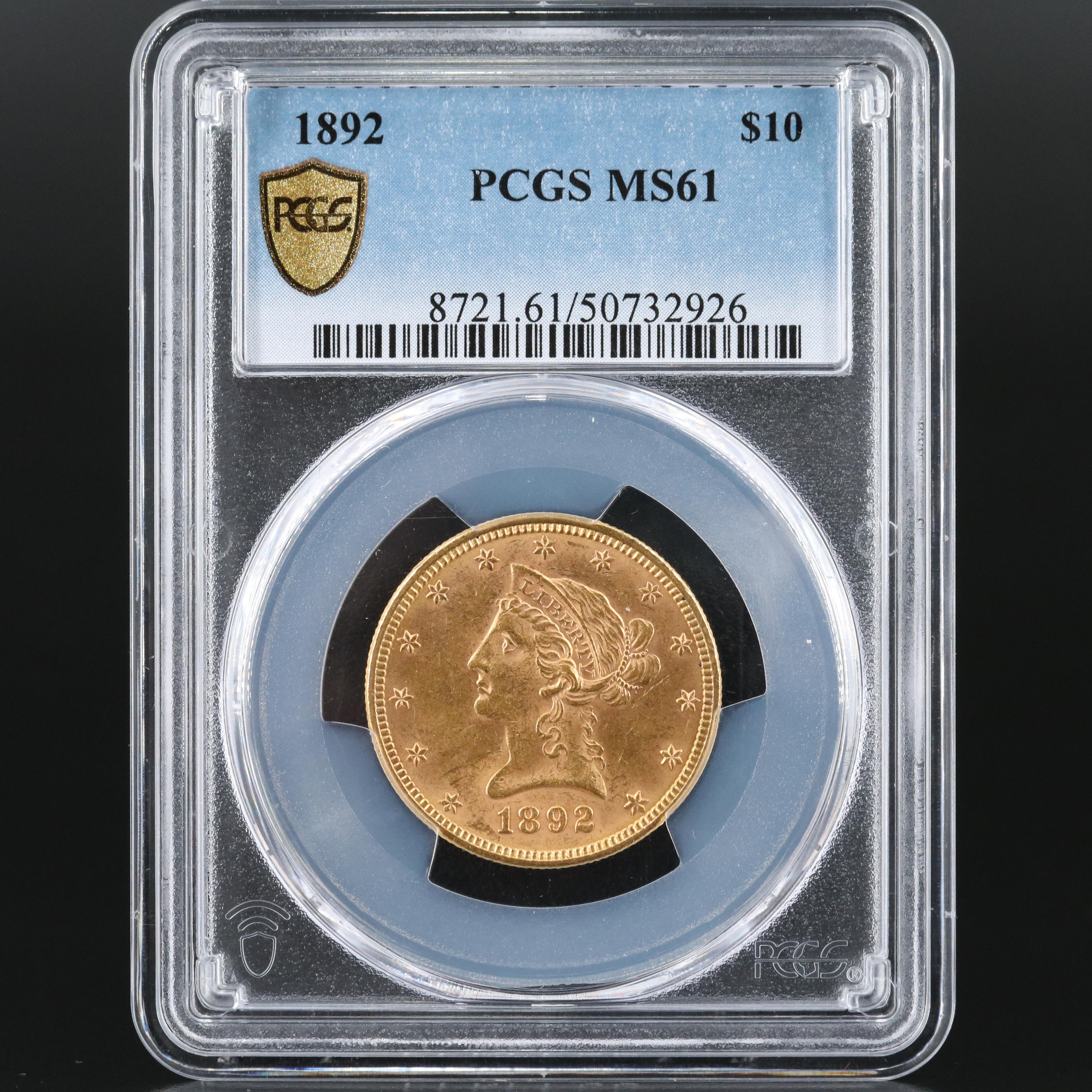 PCGS MS61 1892 Liberty Head $10 Gold Coin