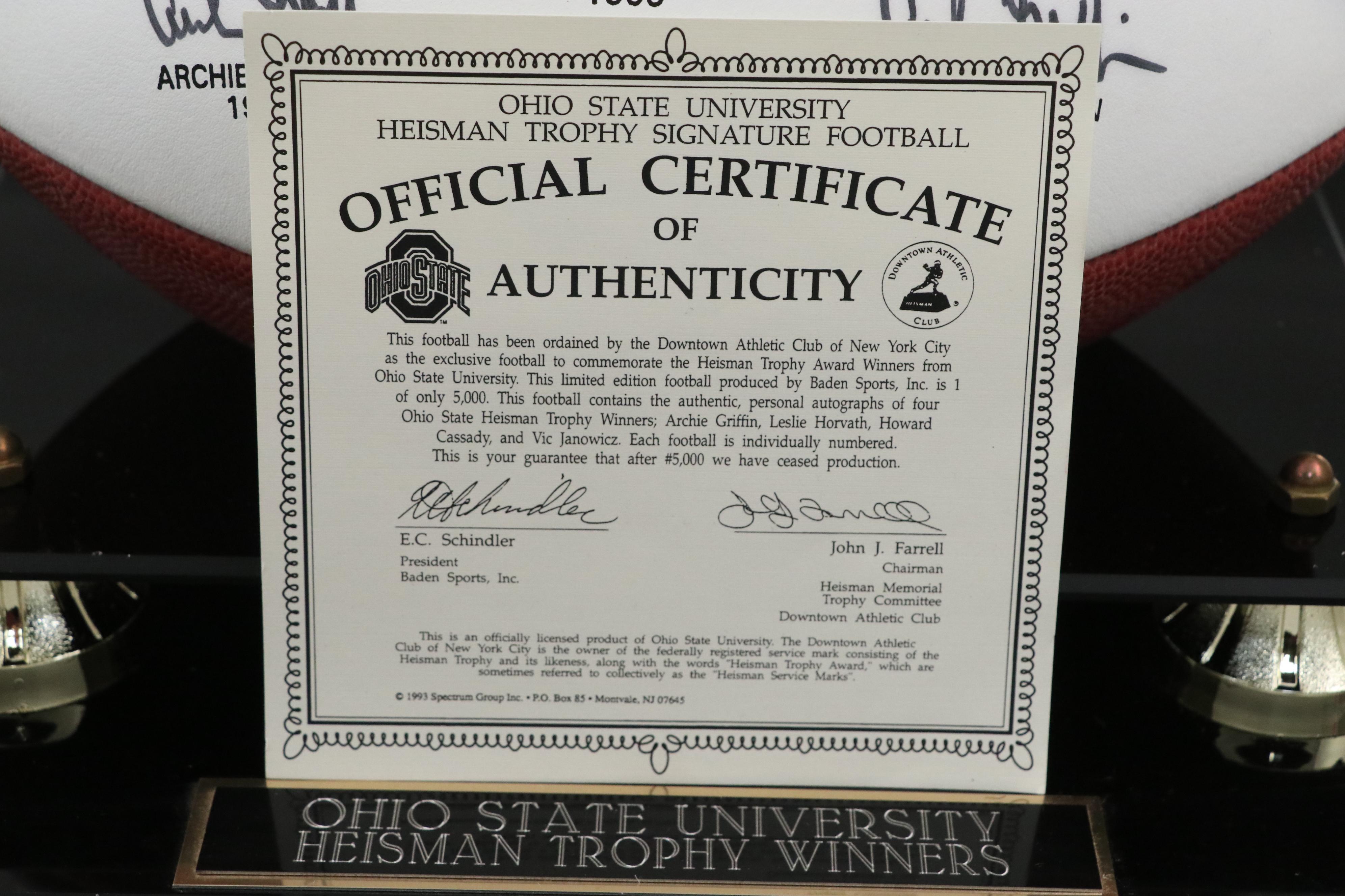 Archie Griffin & More Signed Ohio State Heisman Winners Limited Edition Football