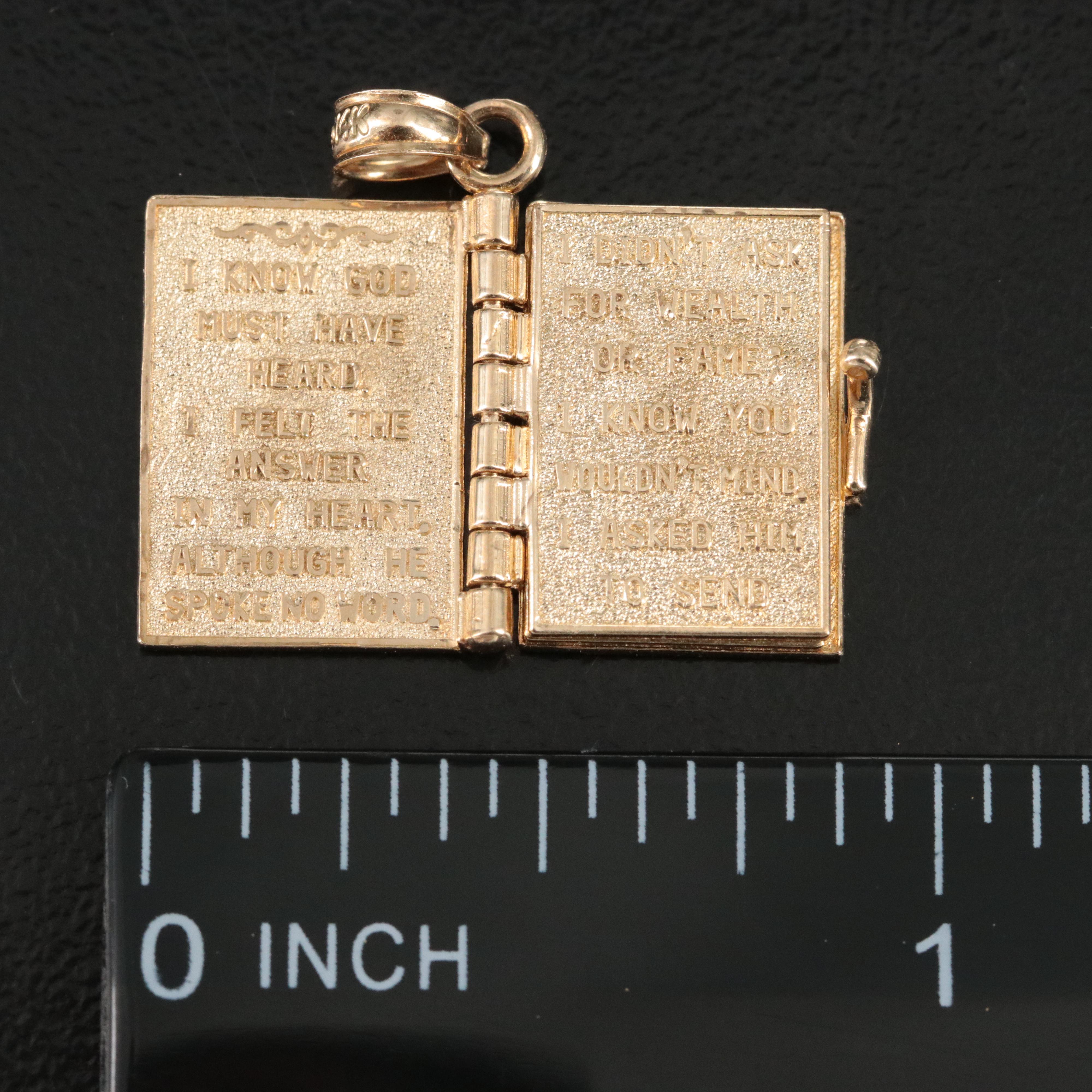 14K Prayer Book Pendant