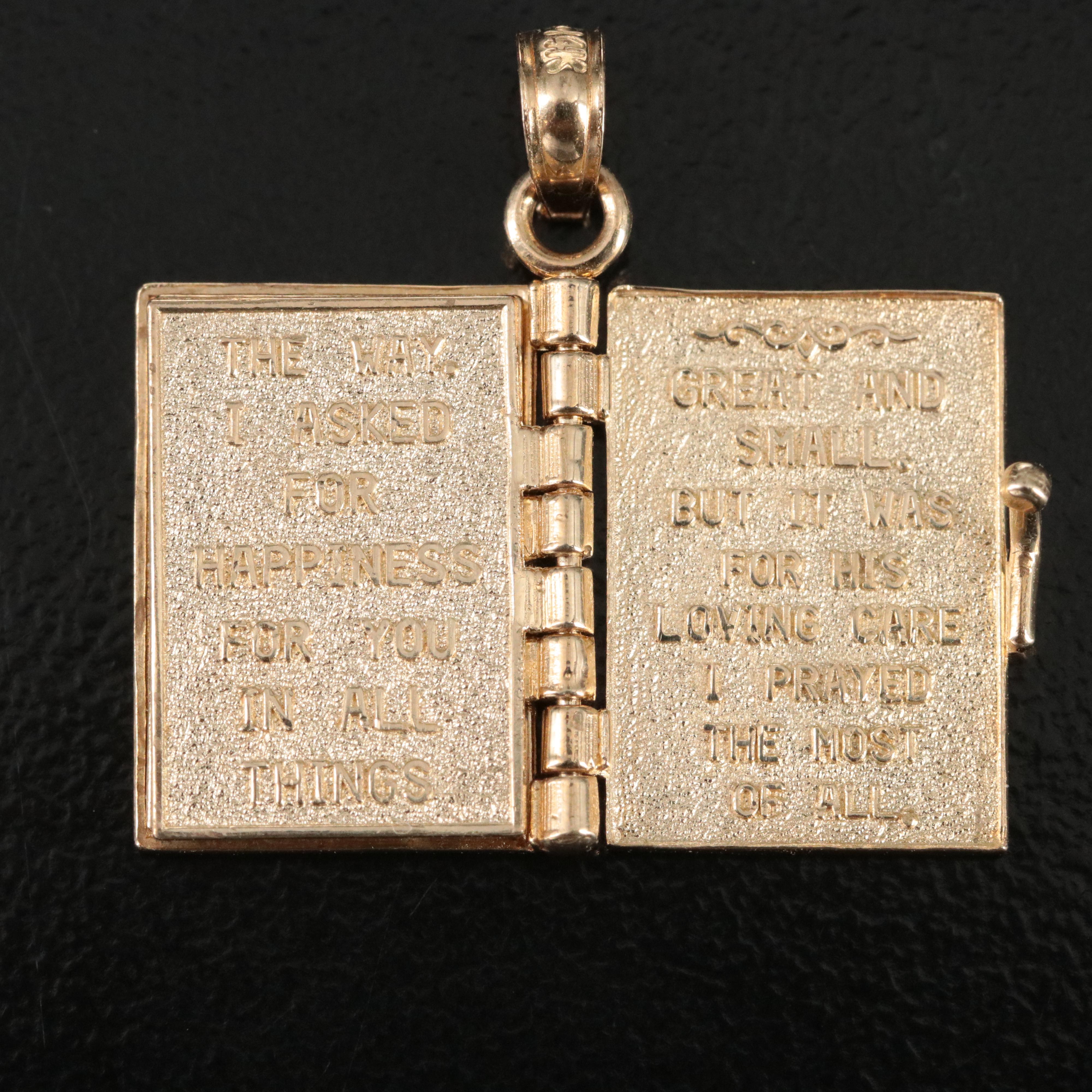 14K Prayer Book Pendant