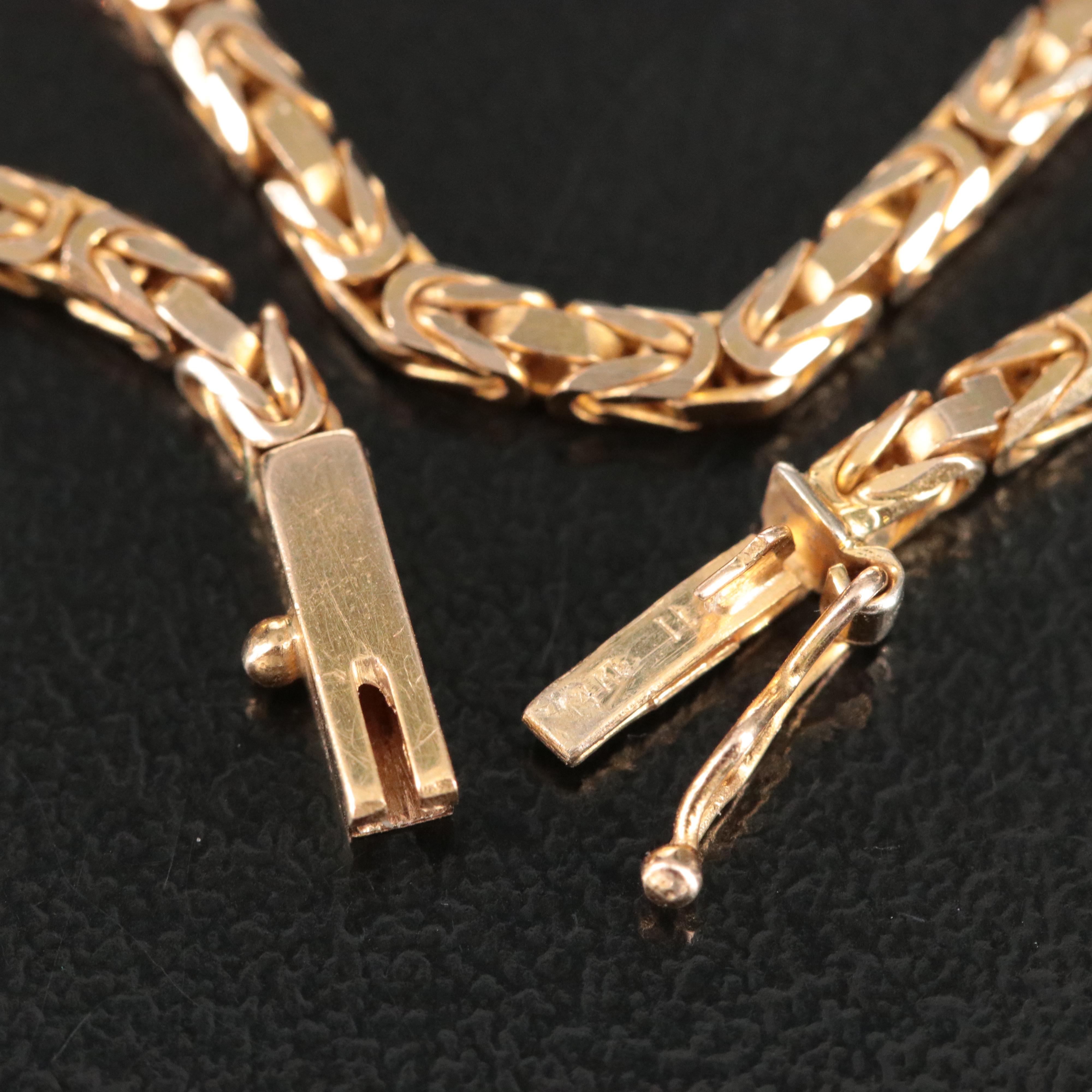 14K Square Byzantine Chain Necklace