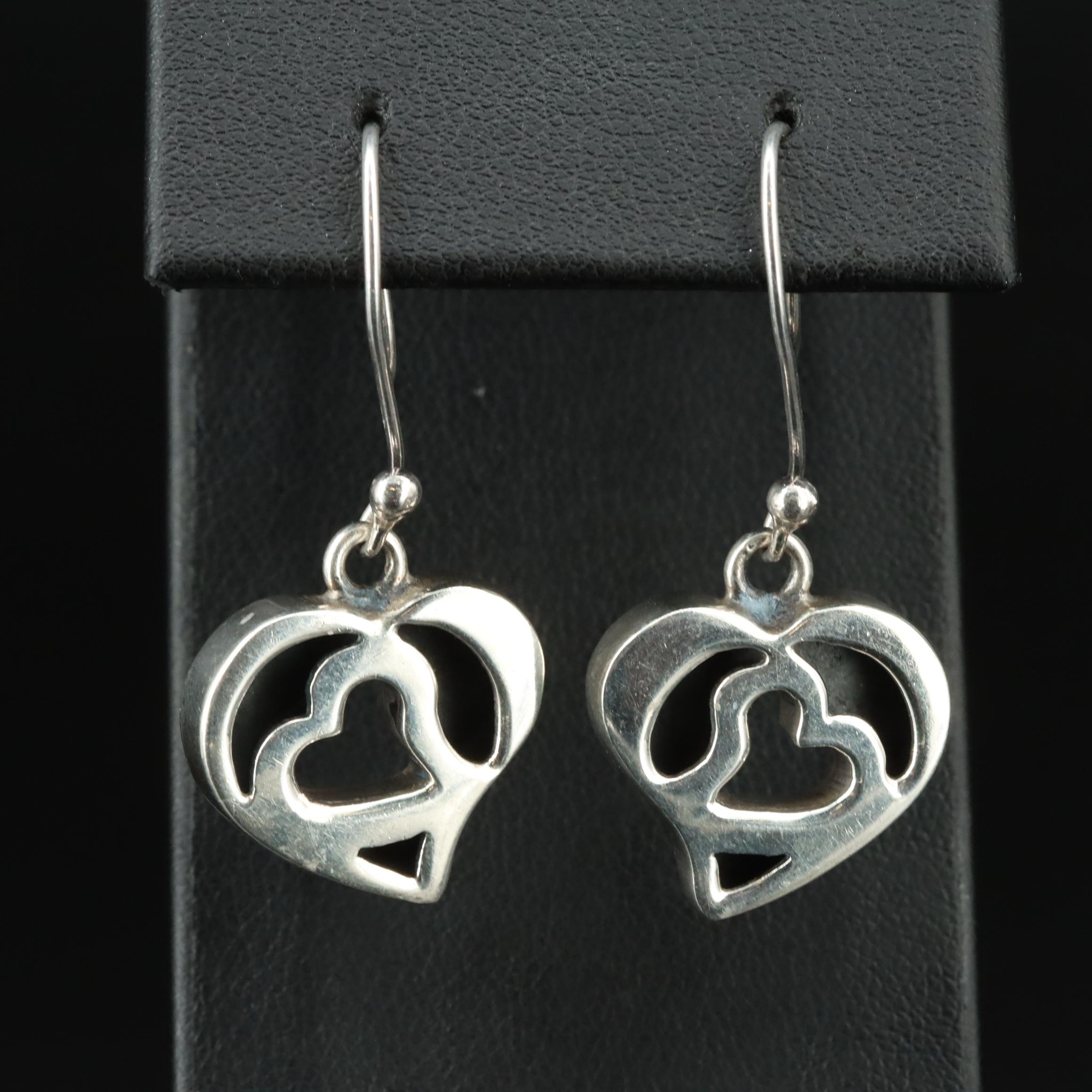 Sterling Heart Drop Earrings