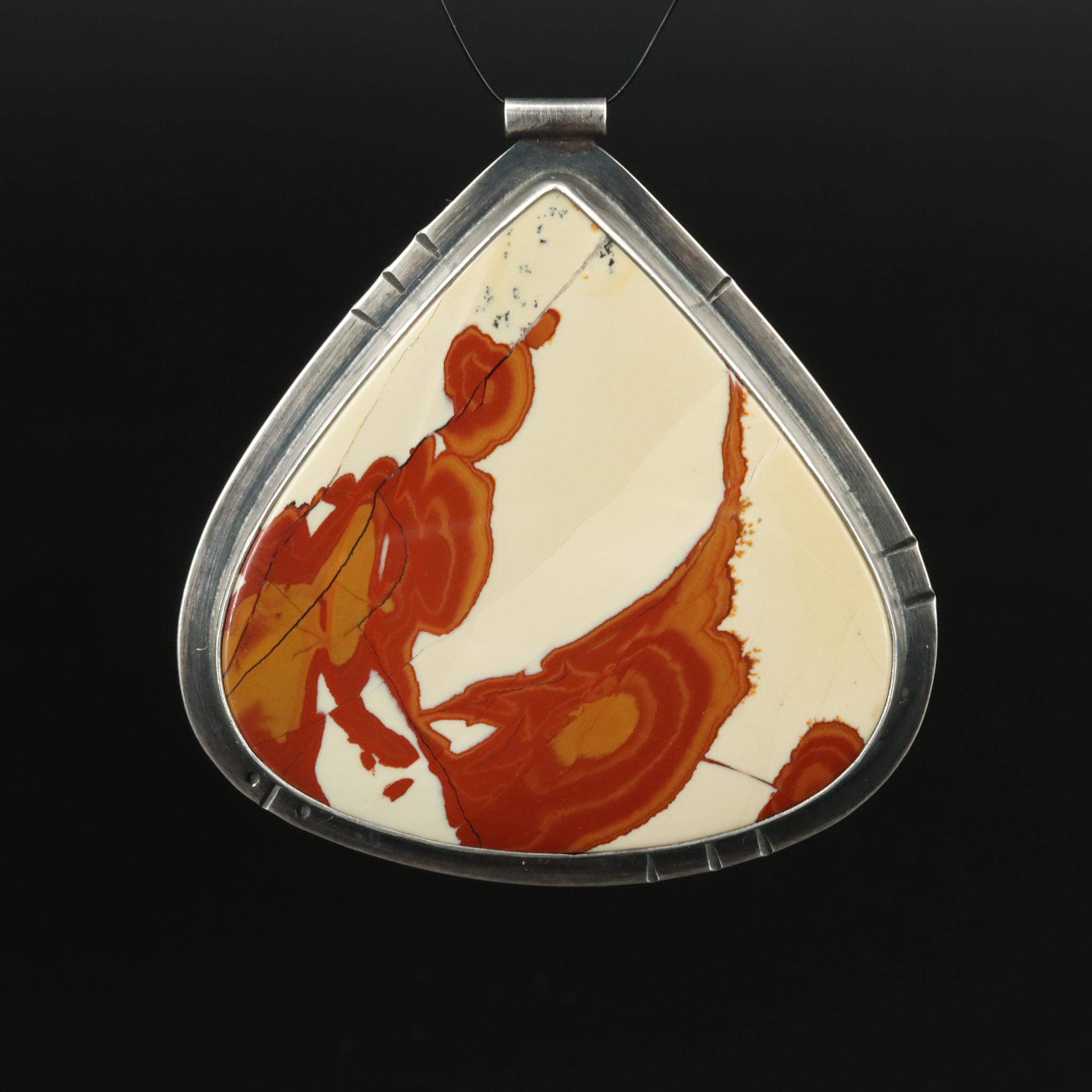 Signed Sterling Jasper Pendant