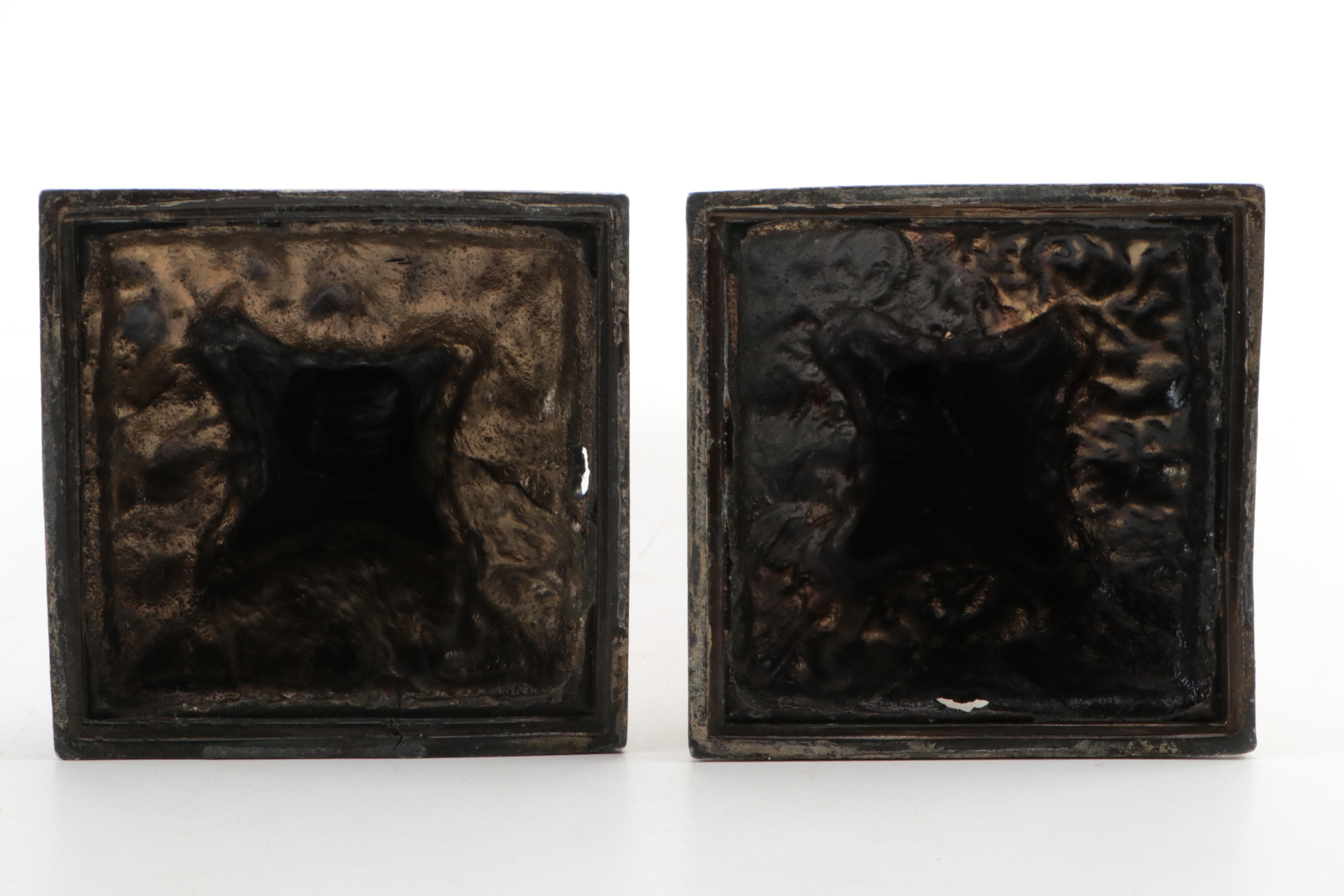 Rococo Style Gilt Metal Candlesticks with Other Cast Metal Bell and Figurine