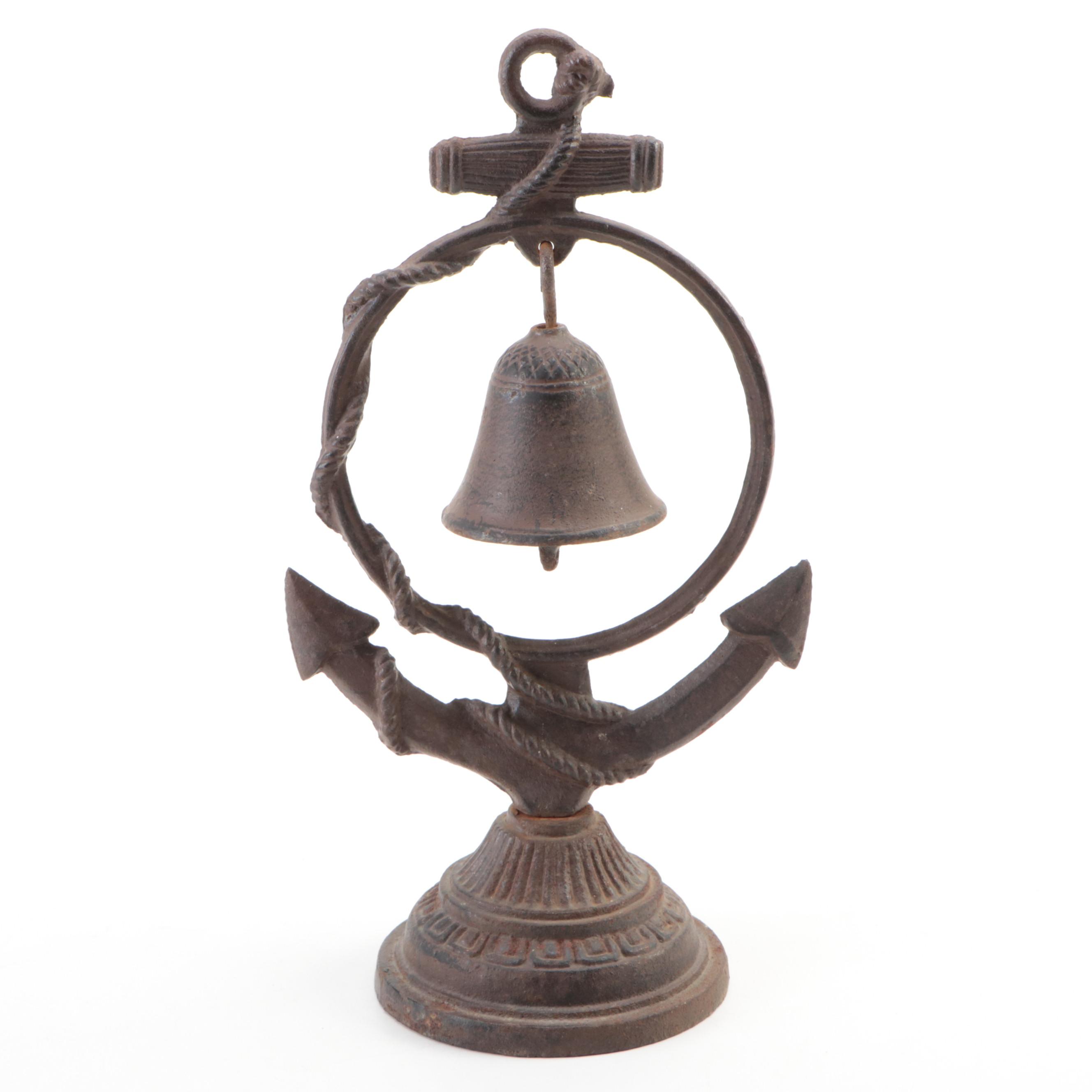 Rococo Style Gilt Metal Candlesticks with Other Cast Metal Bell and Figurine