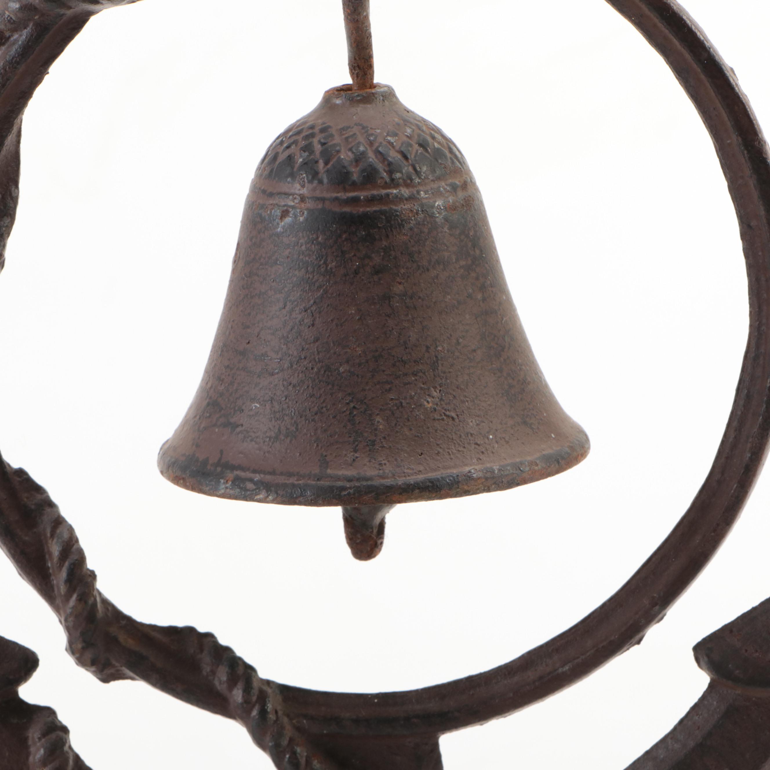 Rococo Style Gilt Metal Candlesticks with Other Cast Metal Bell and Figurine