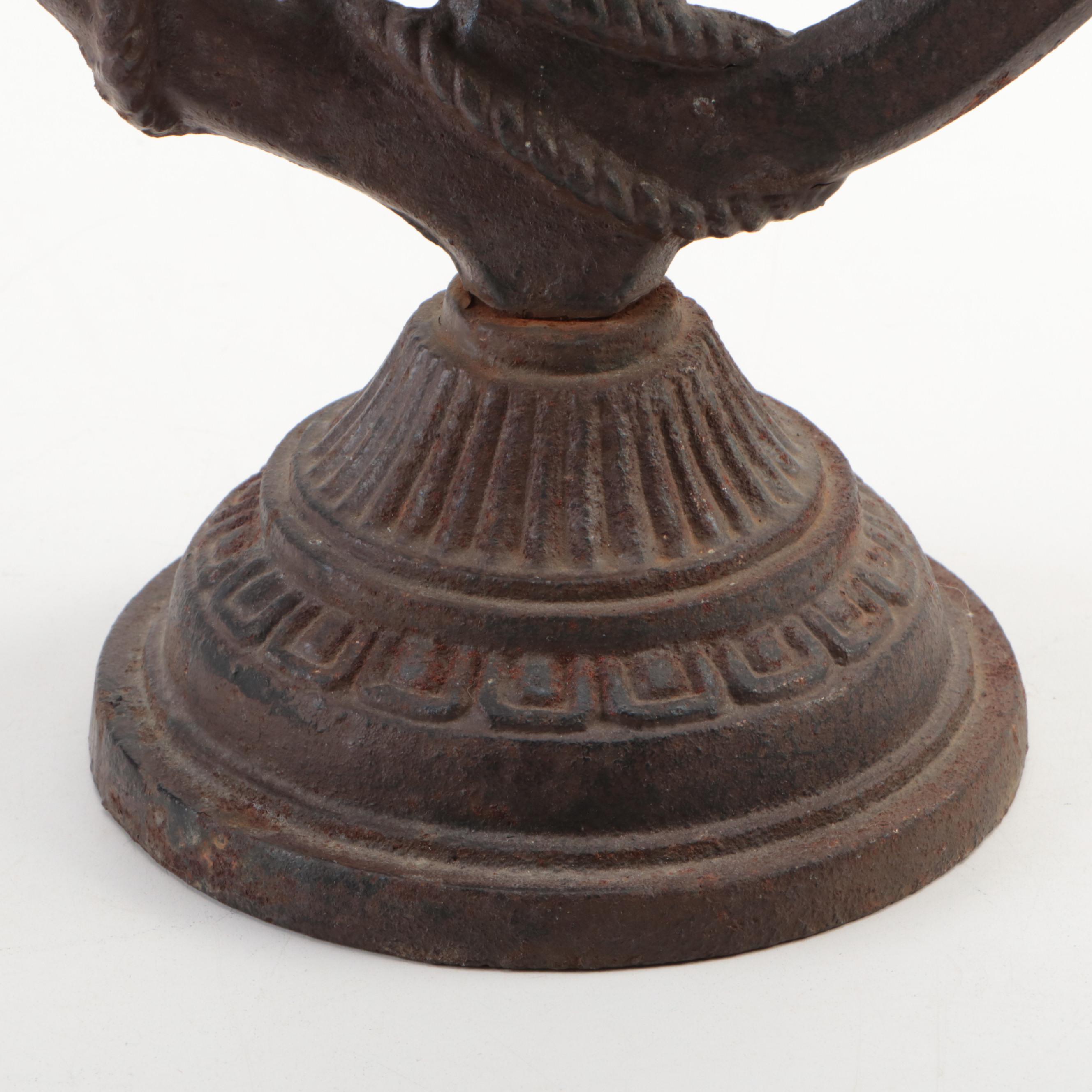 Rococo Style Gilt Metal Candlesticks with Other Cast Metal Bell and Figurine