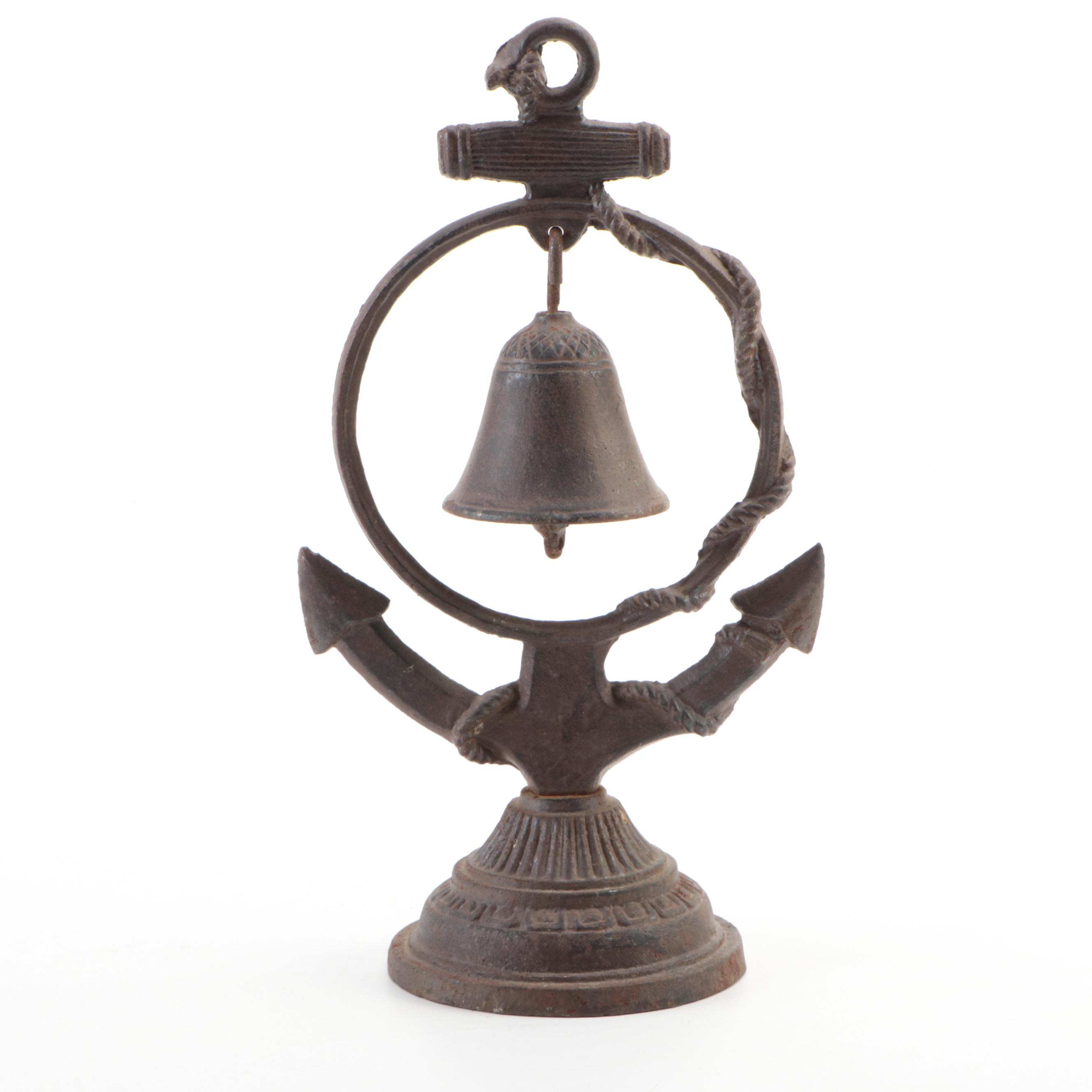 Rococo Style Gilt Metal Candlesticks with Other Cast Metal Bell and Figurine