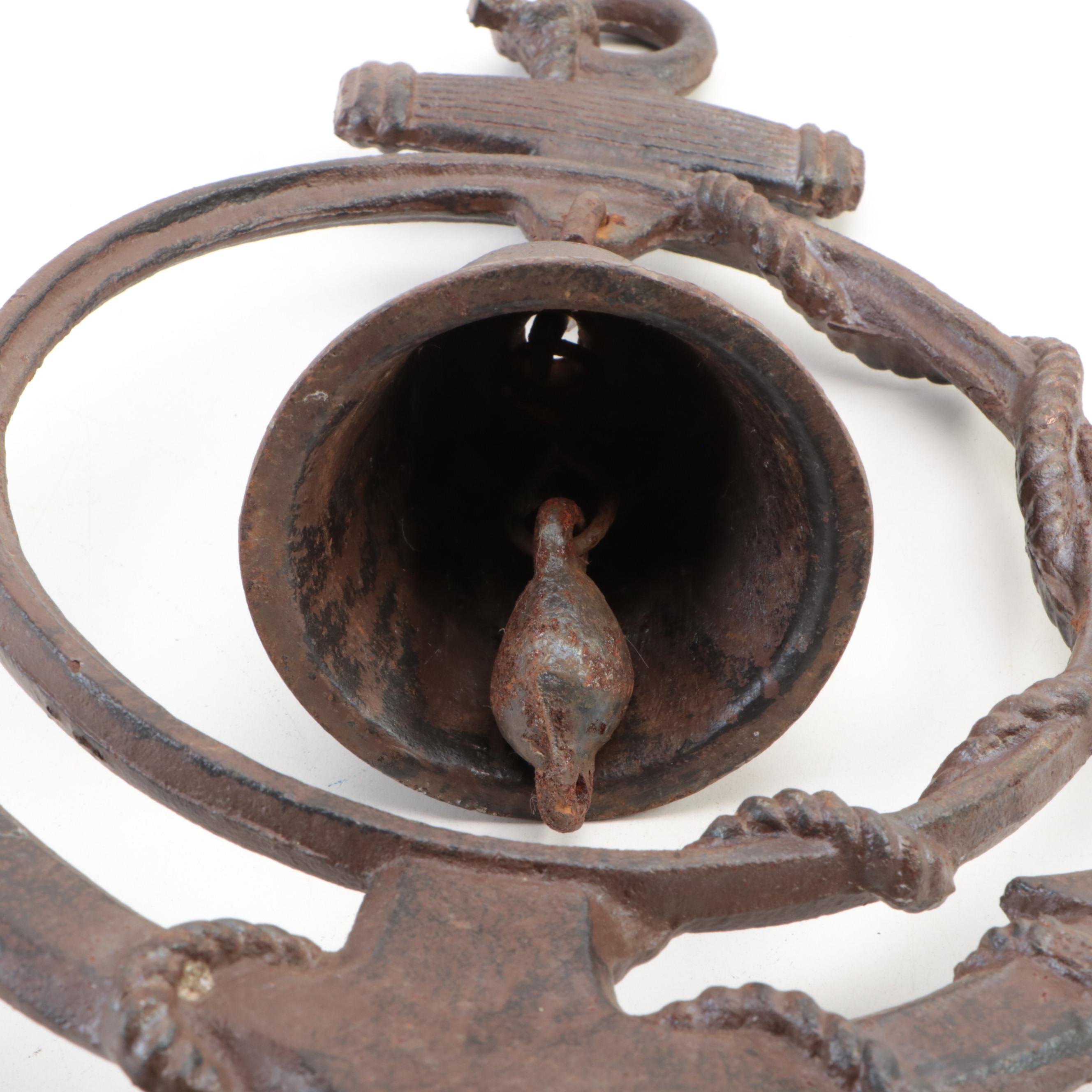 Rococo Style Gilt Metal Candlesticks with Other Cast Metal Bell and Figurine