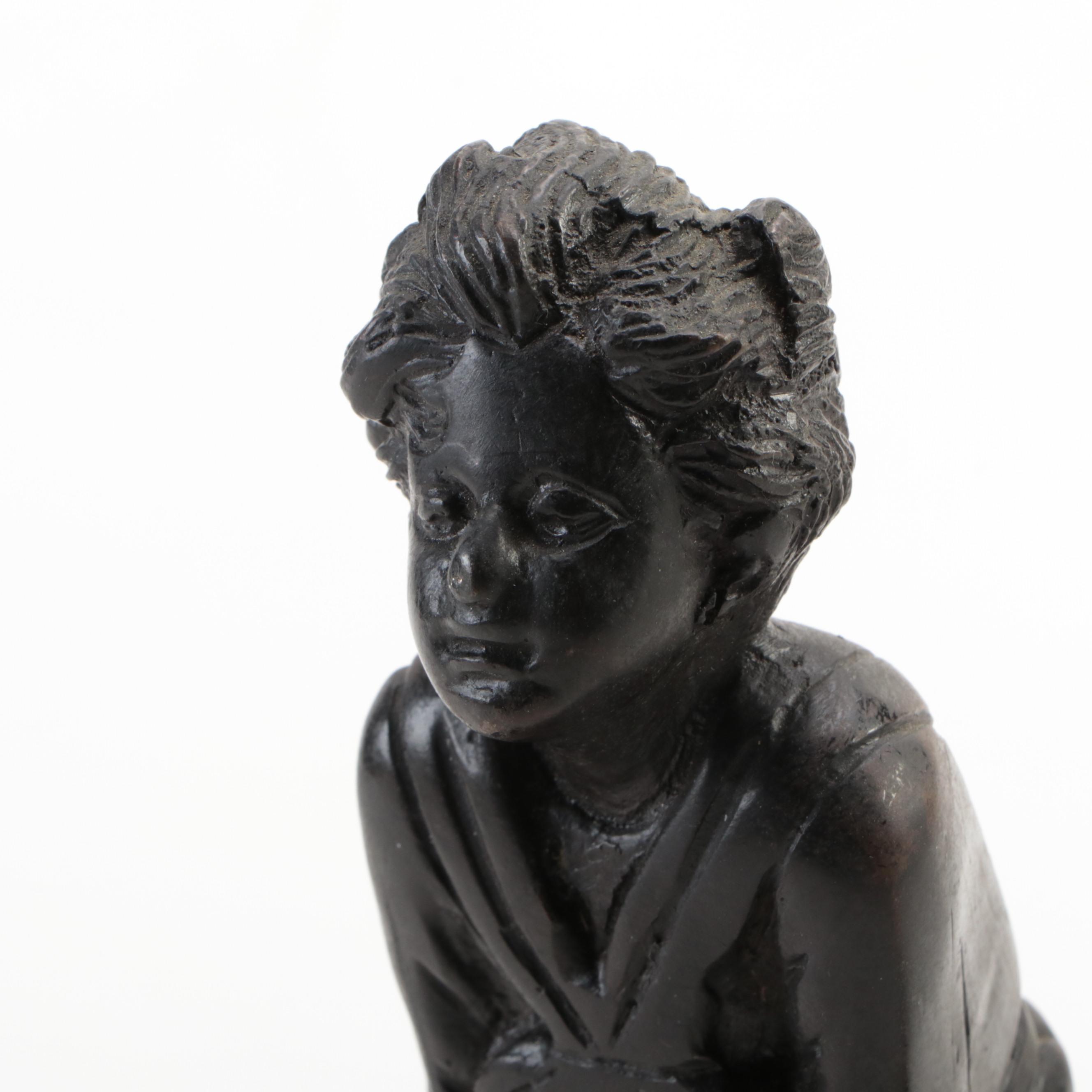 Rococo Style Gilt Metal Candlesticks with Other Cast Metal Bell and Figurine