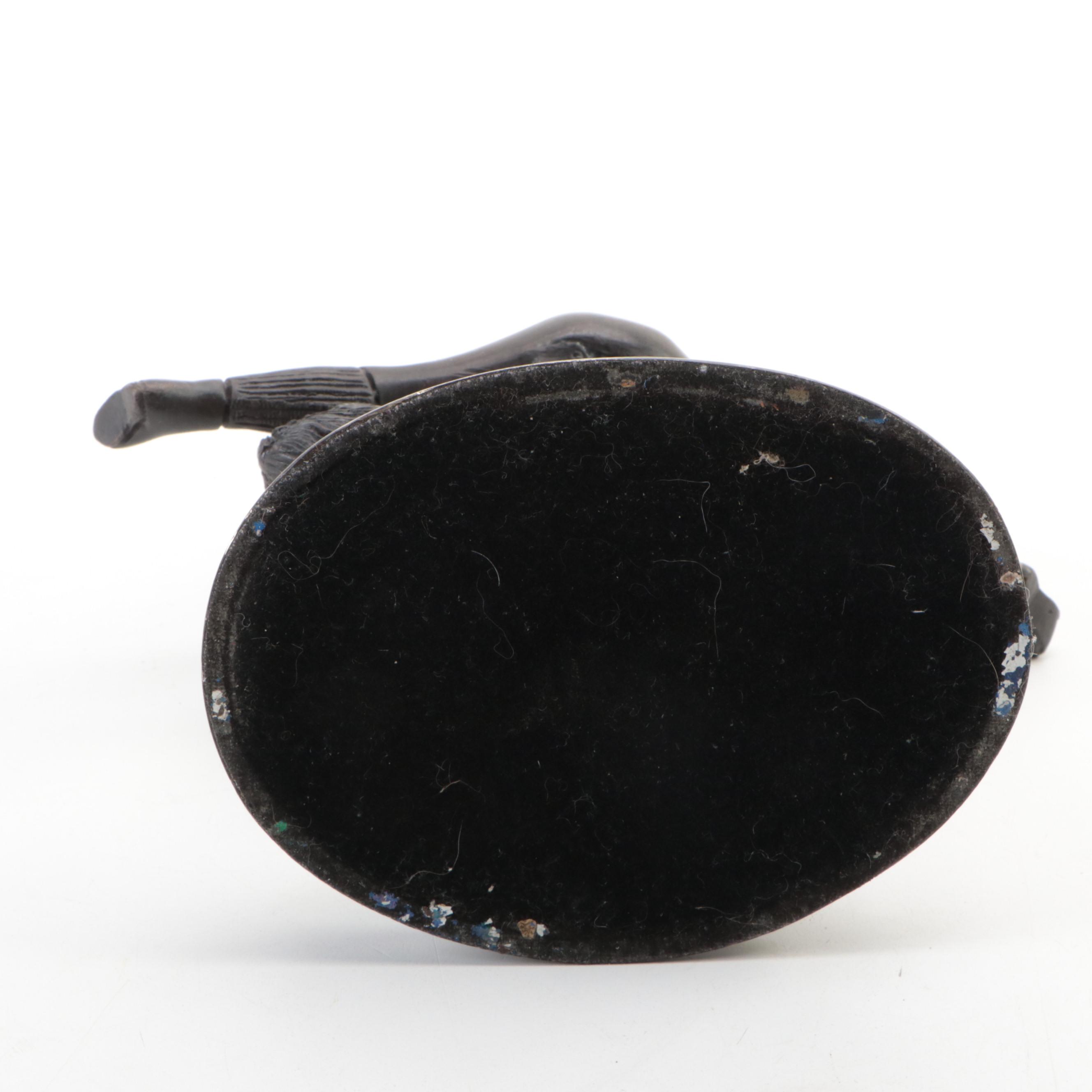 Rococo Style Gilt Metal Candlesticks with Other Cast Metal Bell and Figurine