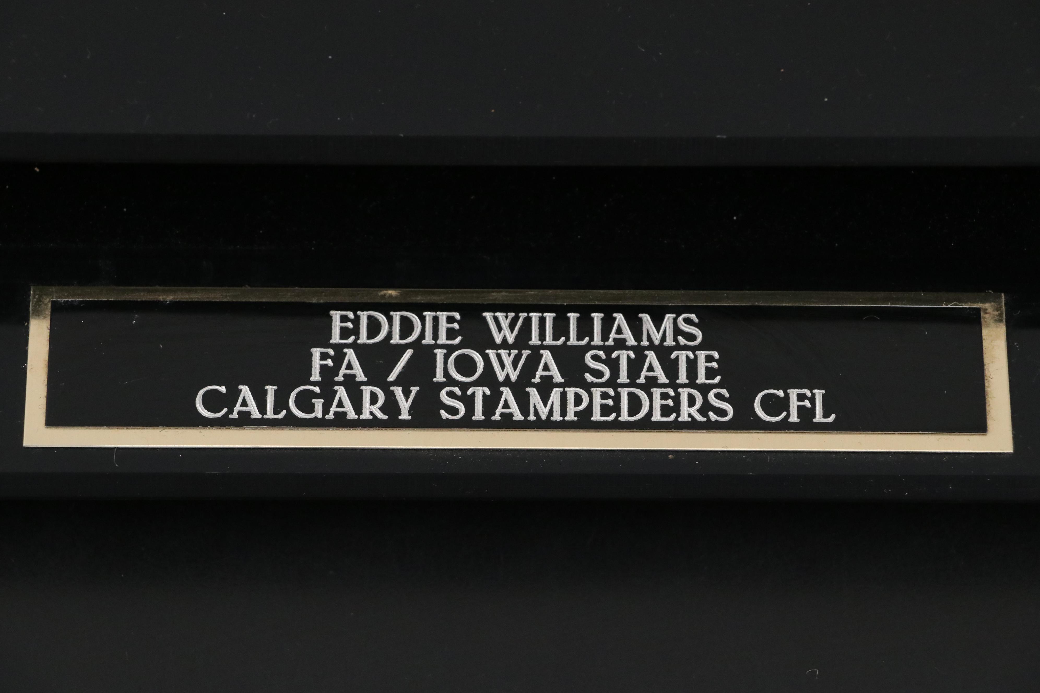 Eddie Williams Signed Wilson NFL Football with Calgary Stampeders Display