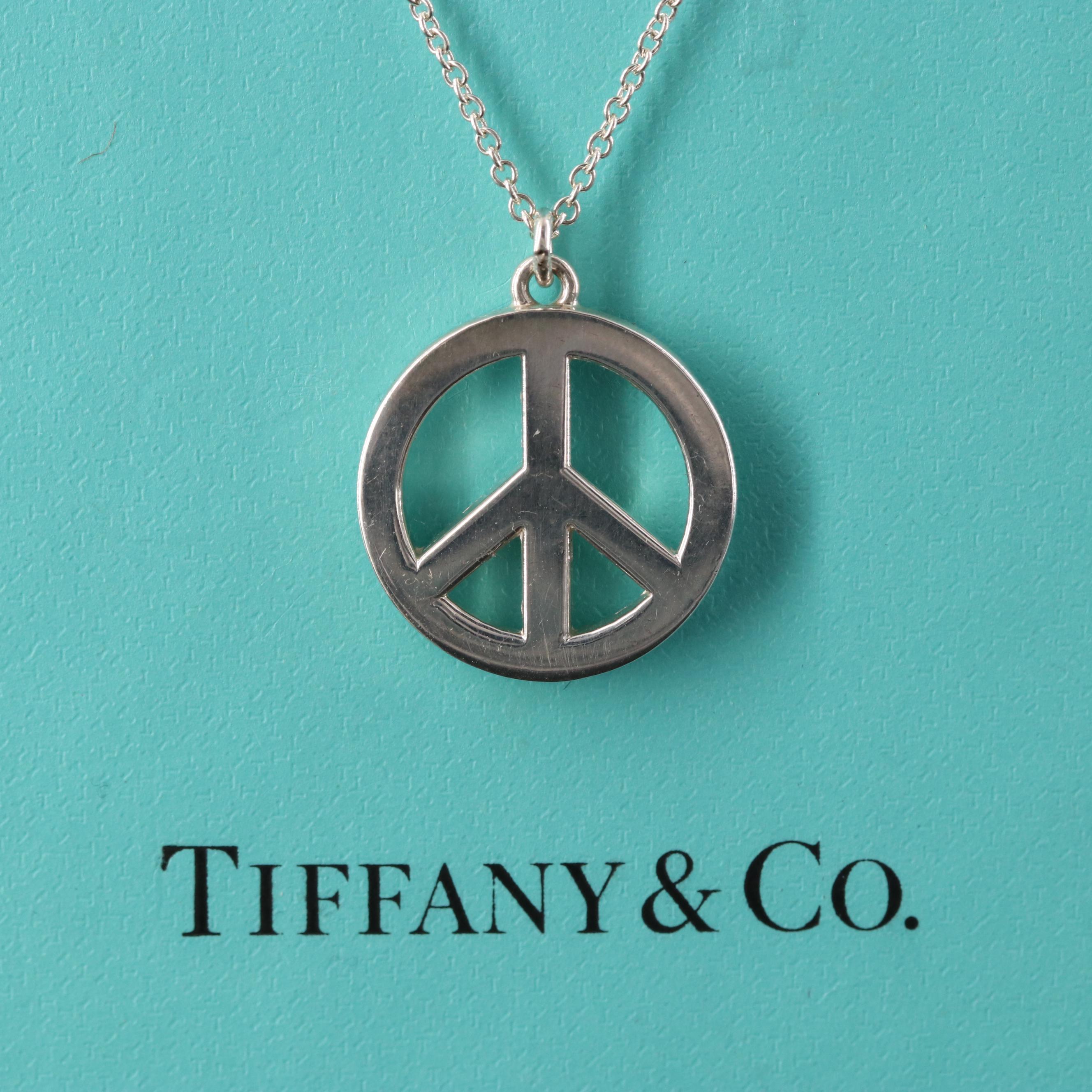 Tiffany & Co. Sterling Peace Sign Necklace