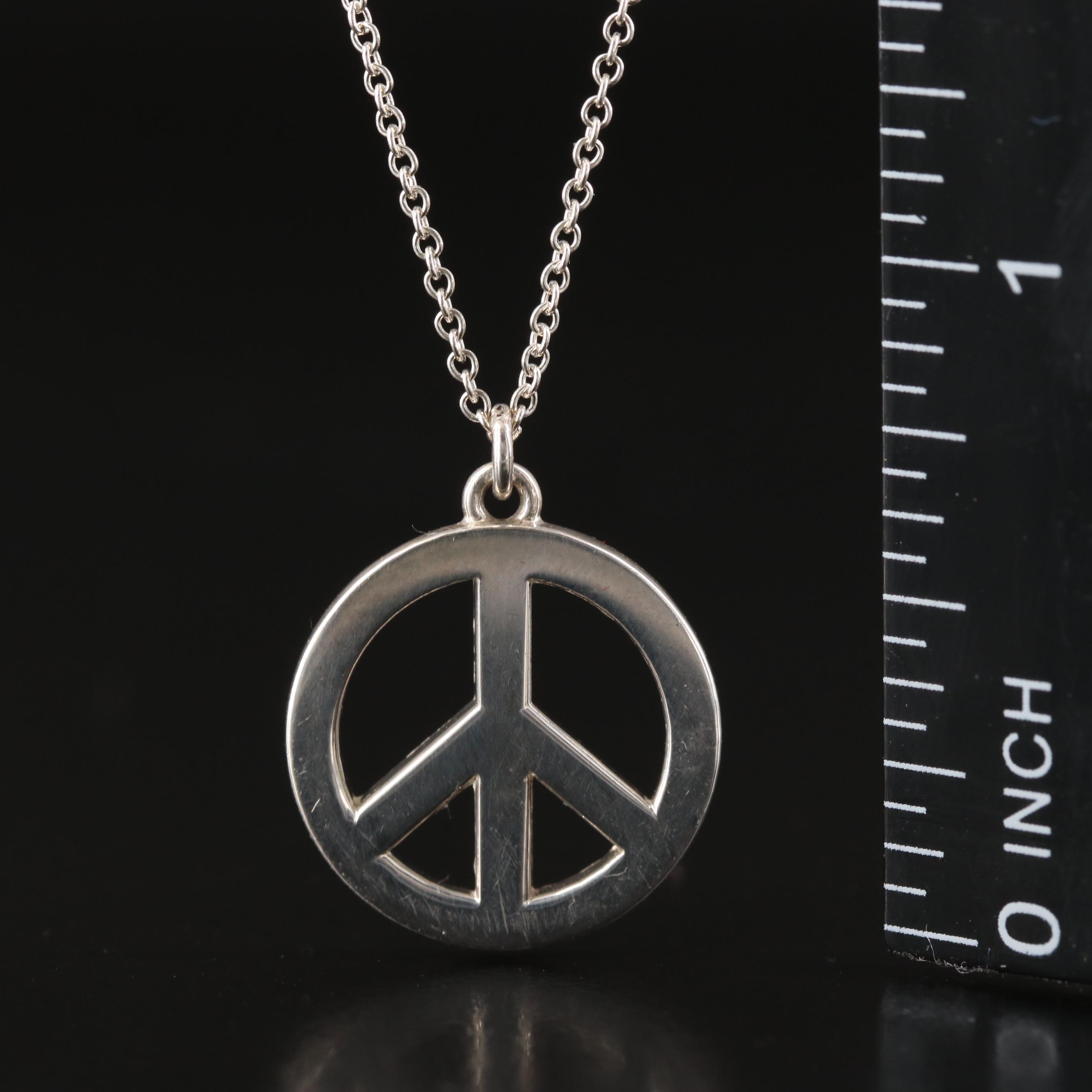 Tiffany & Co. Sterling Peace Sign Necklace