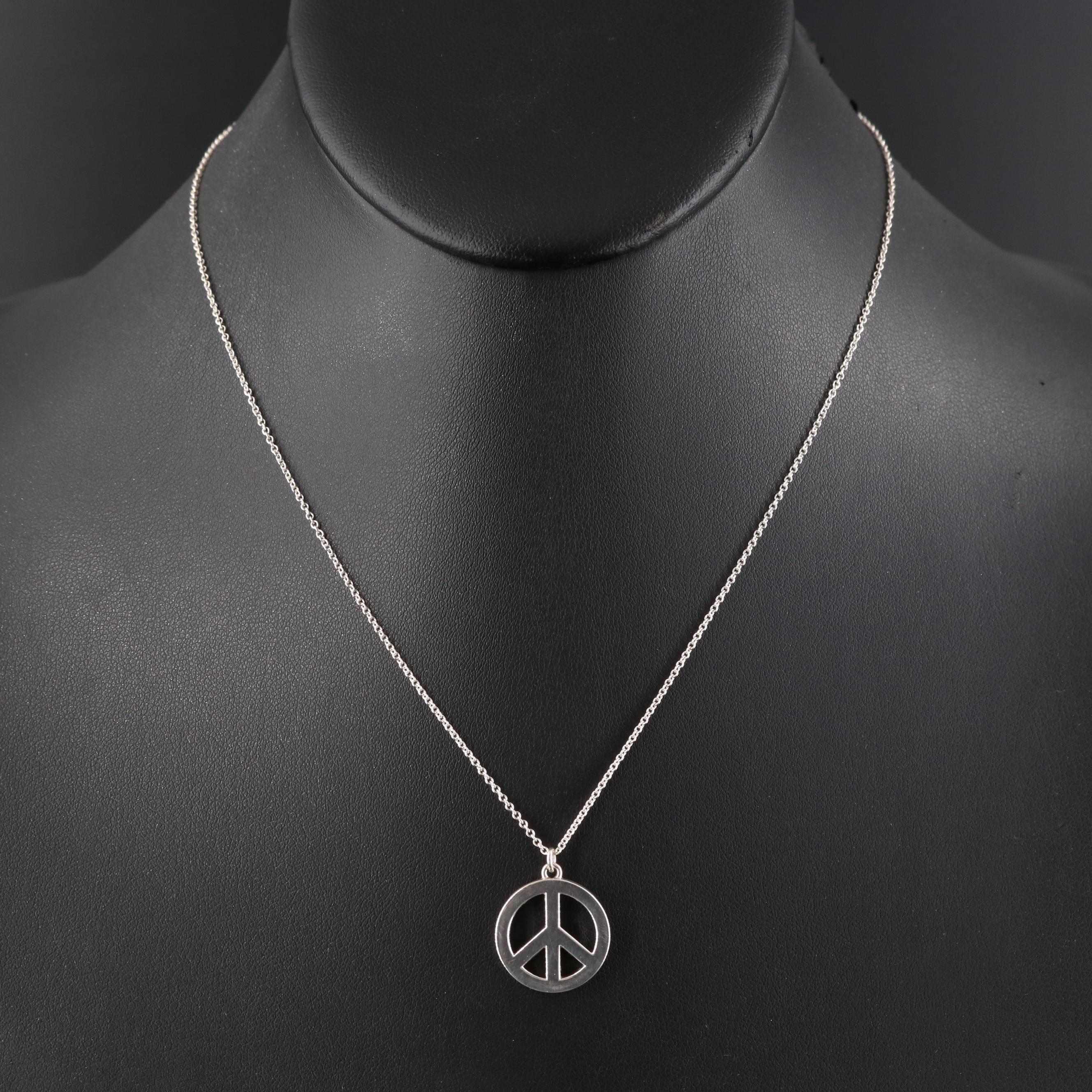 Tiffany & Co. Sterling Peace Sign Necklace