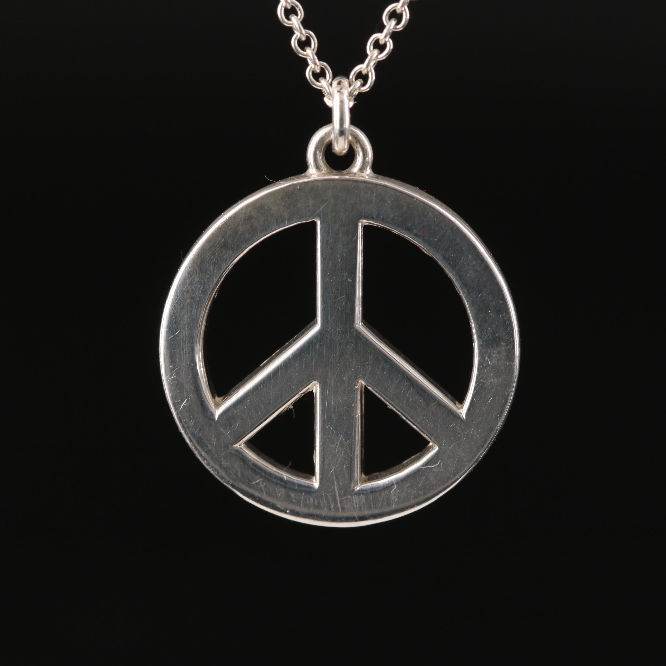 Tiffany & Co. Sterling Peace Sign Necklace