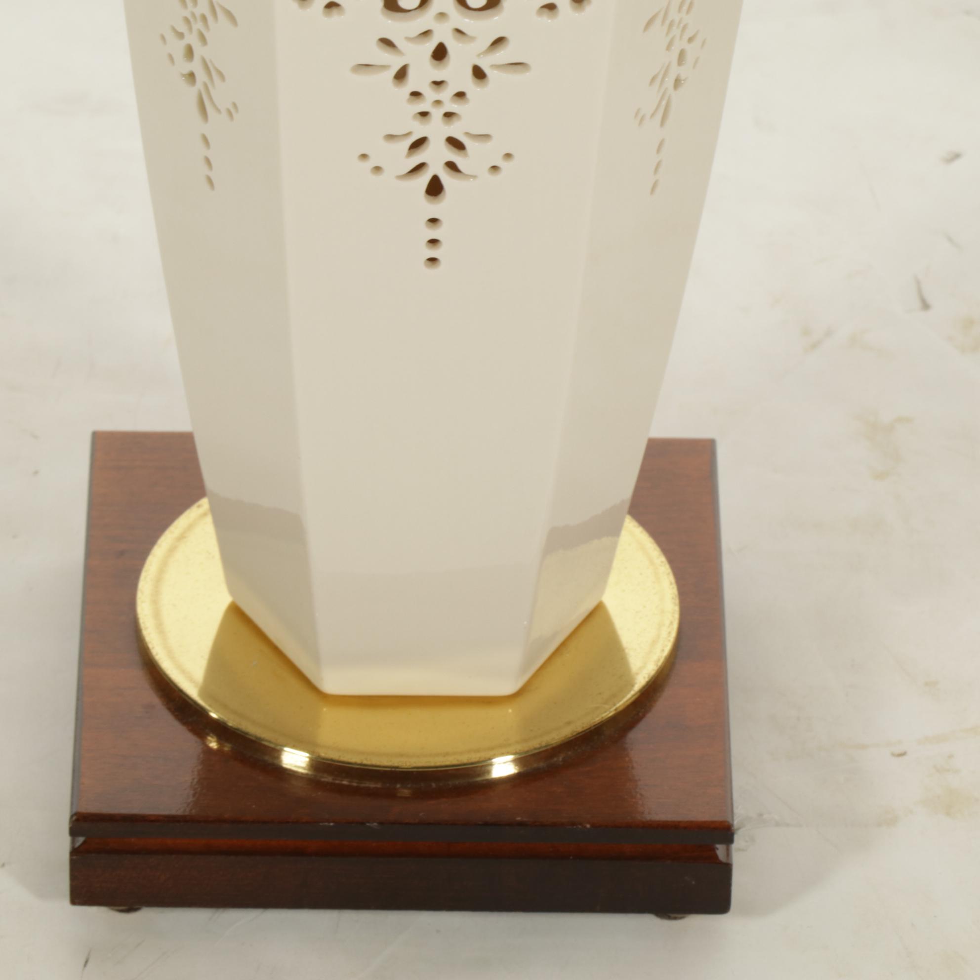 Lenox Pierced Ceramic Table Lamps, Pair, 21st Century