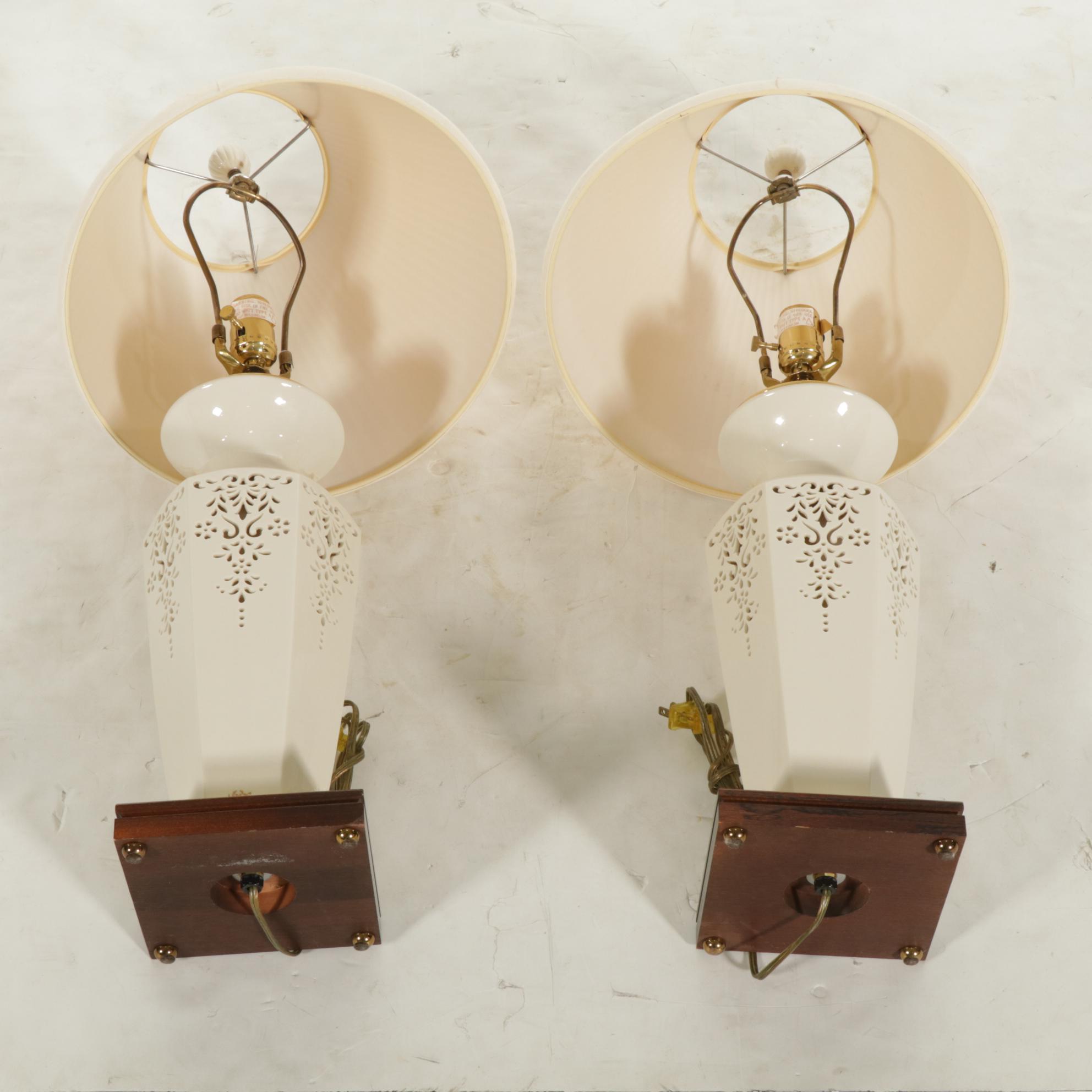 Lenox Pierced Ceramic Table Lamps, Pair, 21st Century