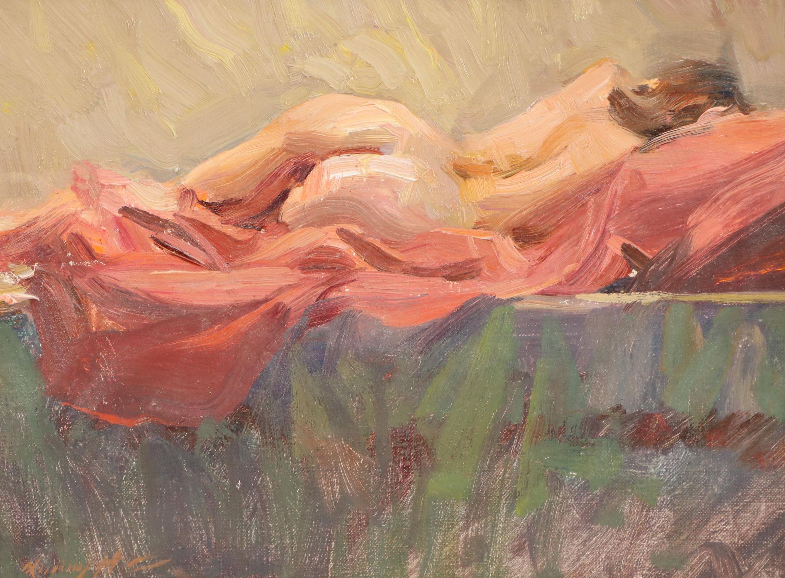 Quang Ho Oil Painting of Female Nude "Sleeping Figure," 1997