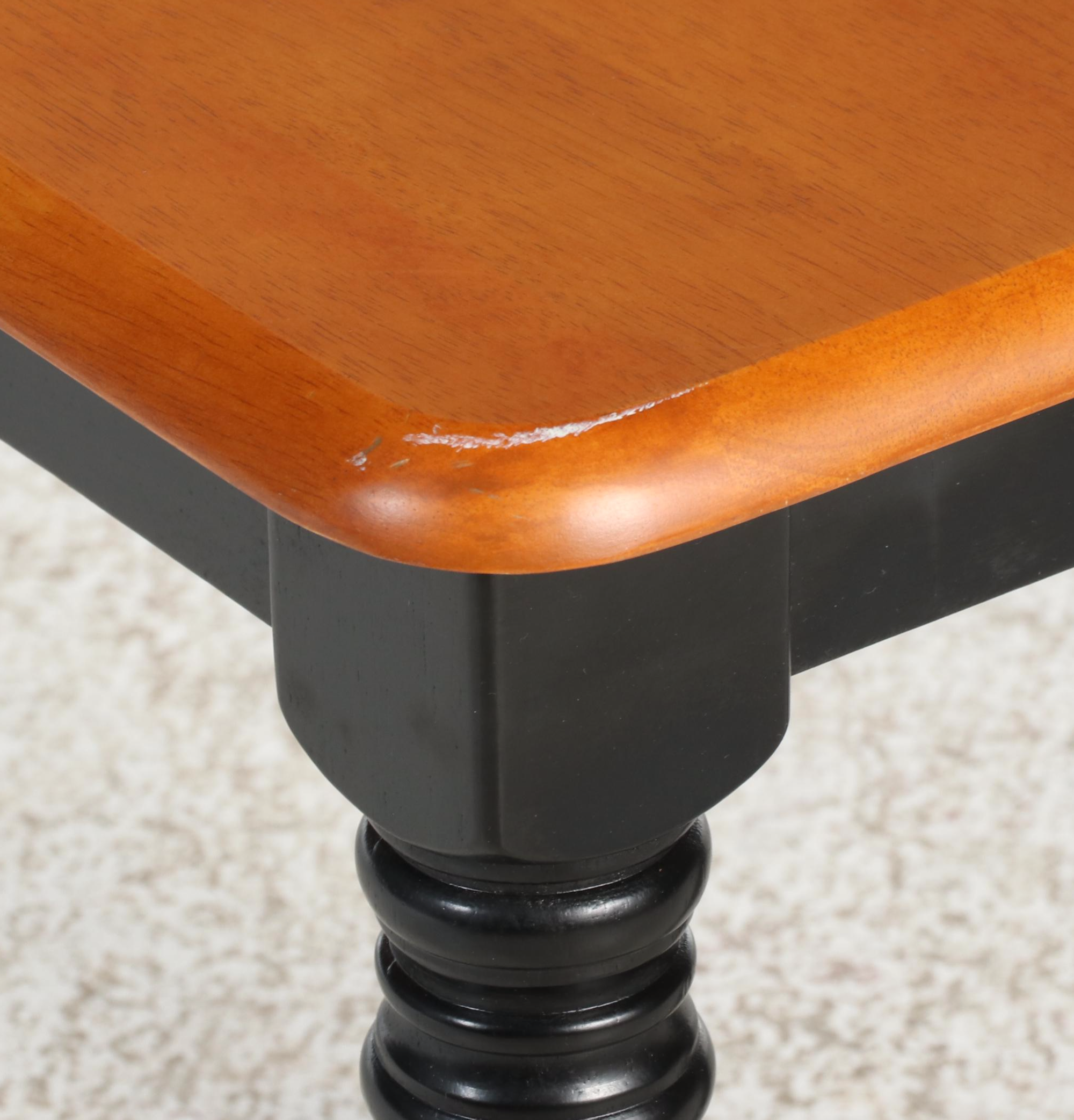 American Primitive Style Hardwood and Ebonized Bench