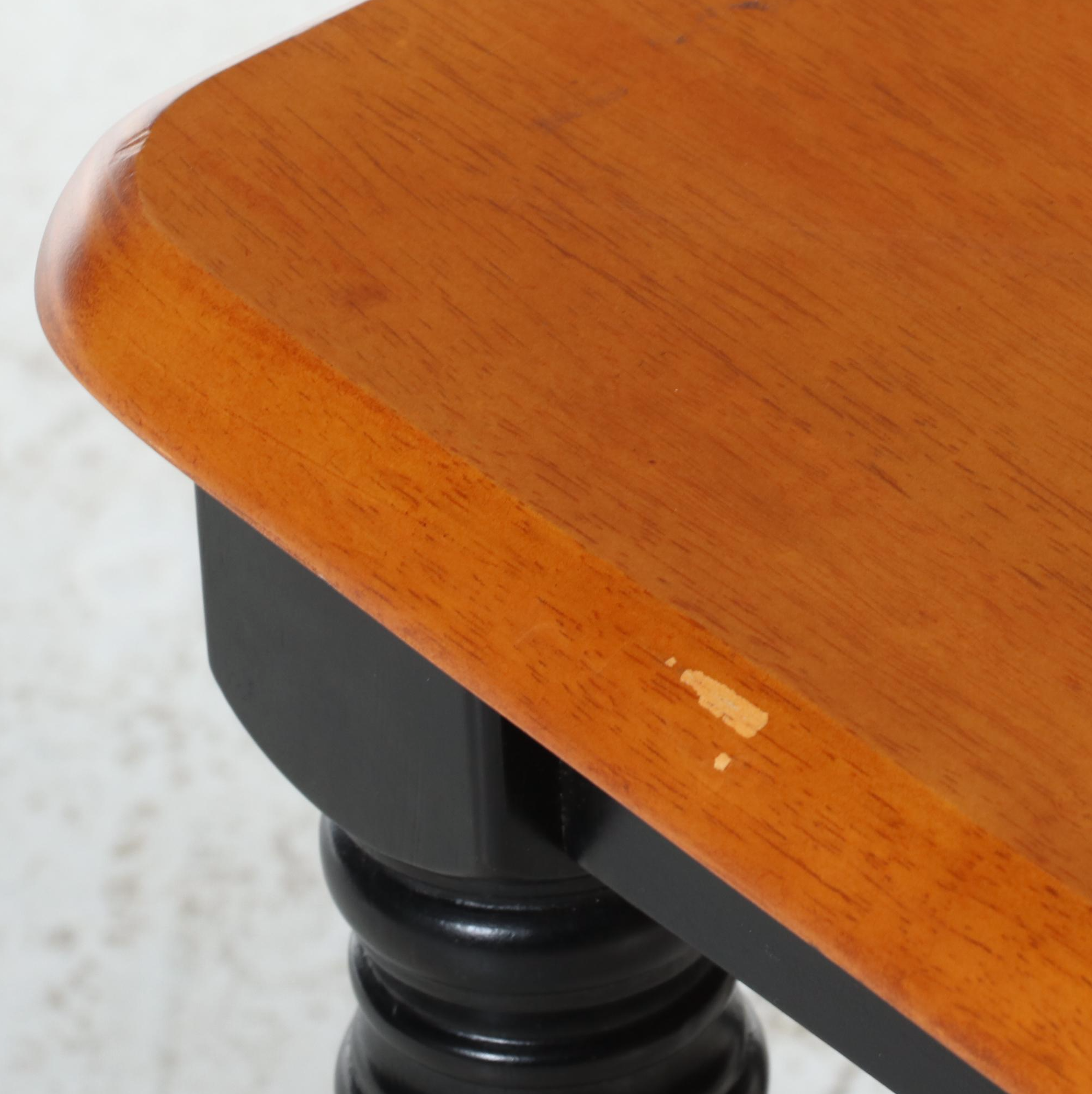 American Primitive Style Hardwood and Ebonized Bench