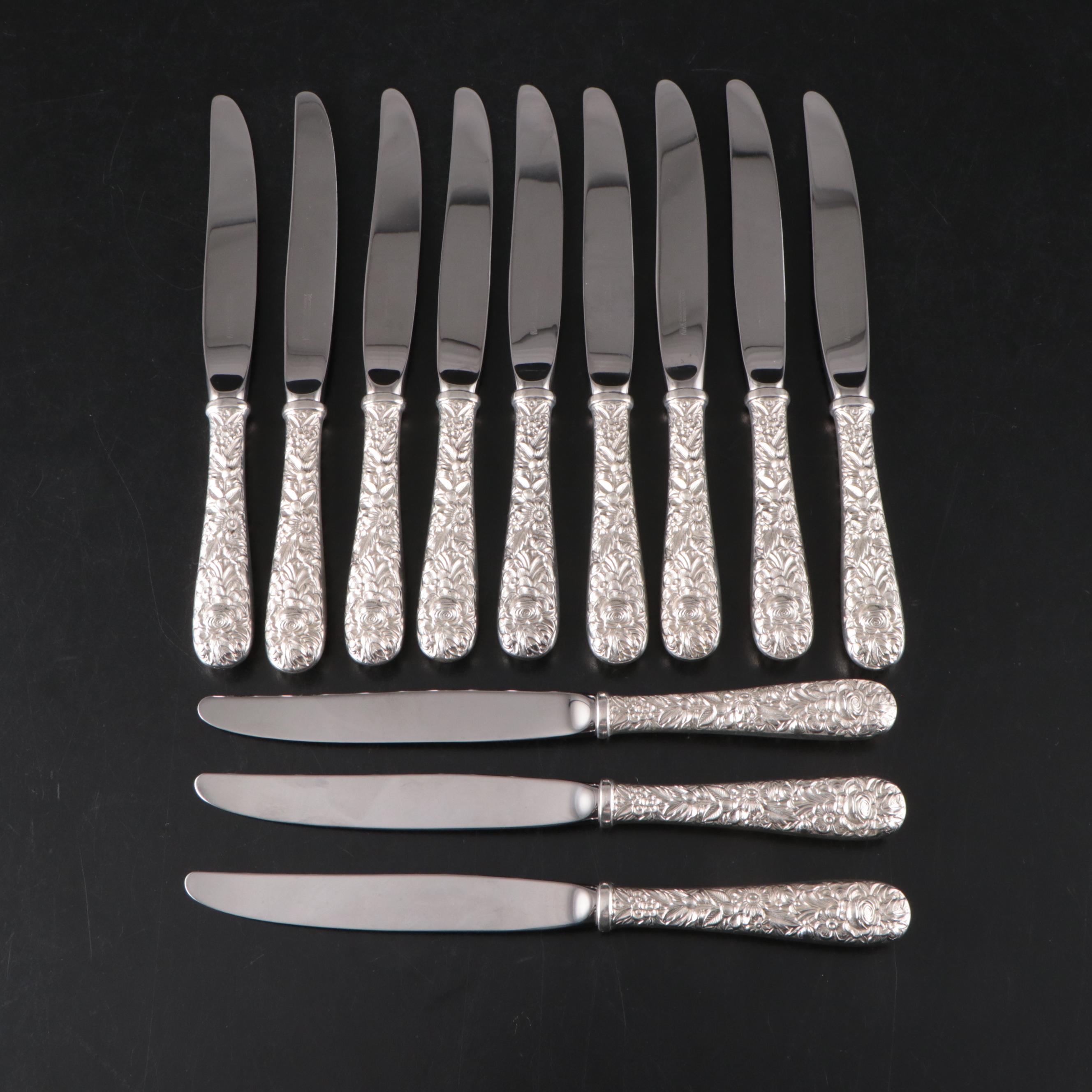 Kirk "Repousse" Sterling Silver Handled Knives