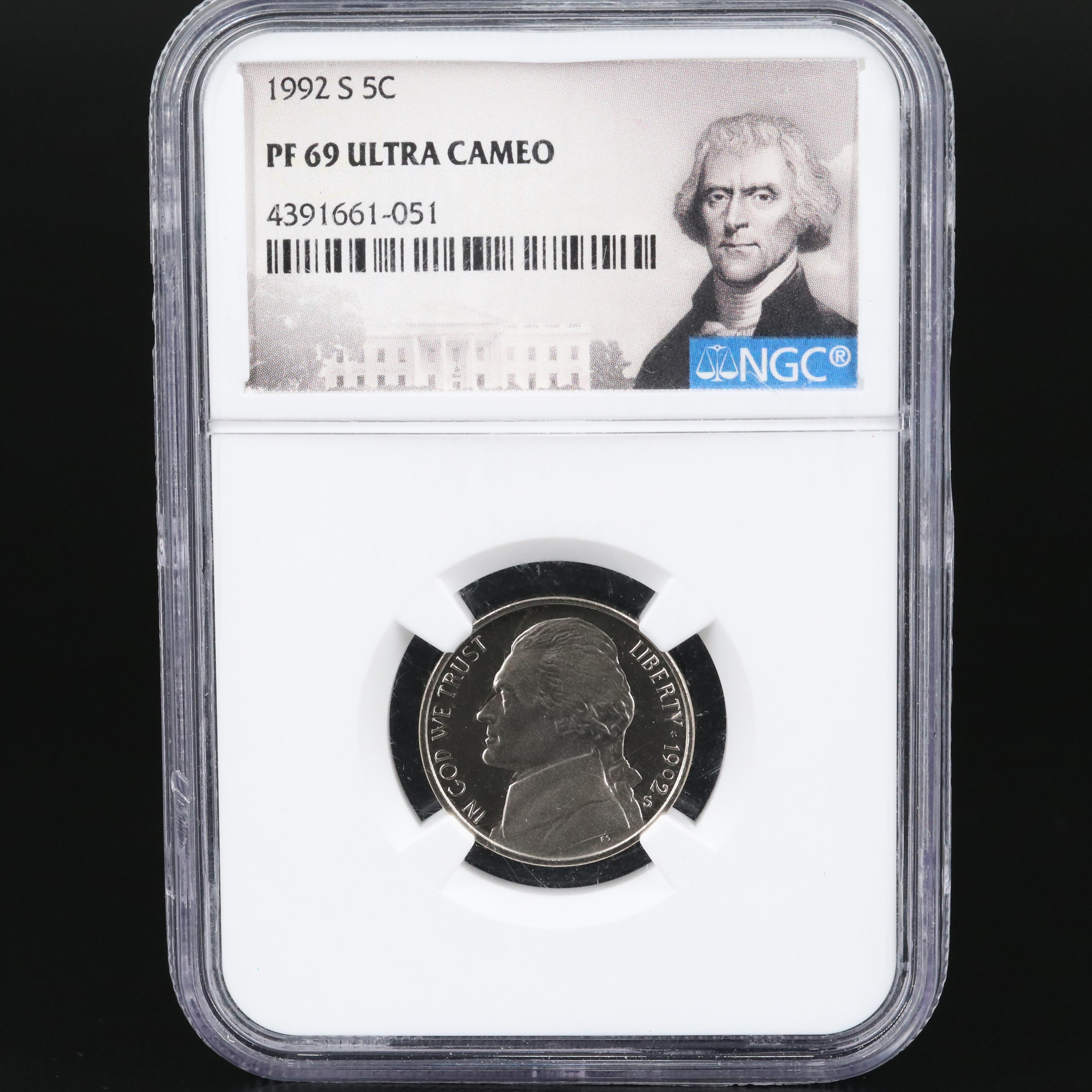 NGC PR69 Ultra Cameo 1992-S Jefferson Nickel