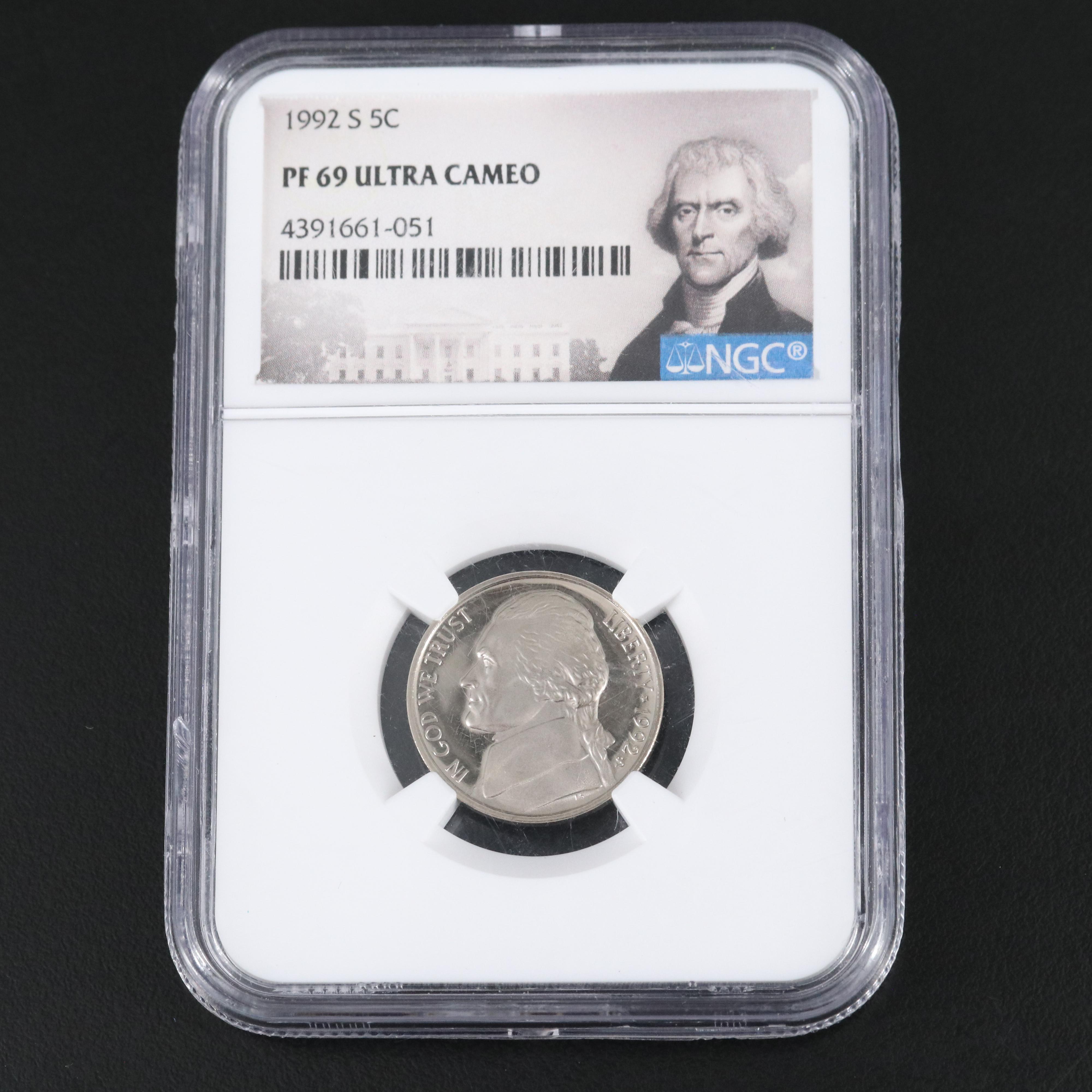 NGC PR69 Ultra Cameo 1992-S Jefferson Nickel