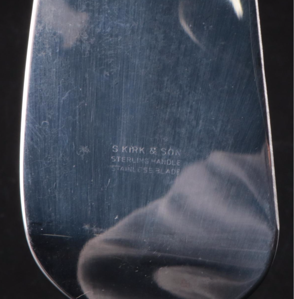 S. Kirk & Son "Repousse" Sterling Bonbon Spoon, Candle Snuffer, and Pie Server